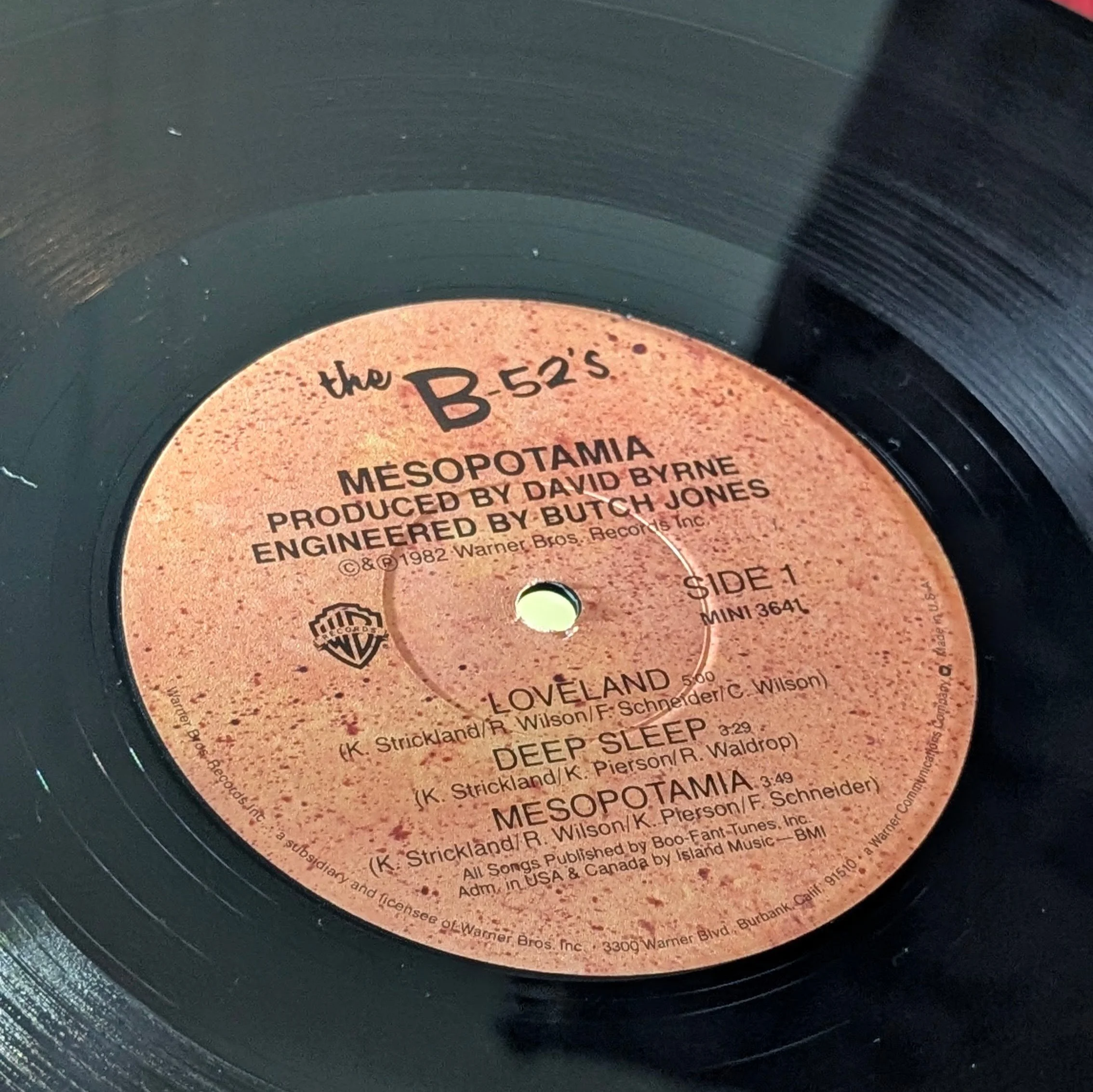 The B-52's Mesopotamia vinyl record album center label Warner Bros Records Produced by David Byrne (Copy)