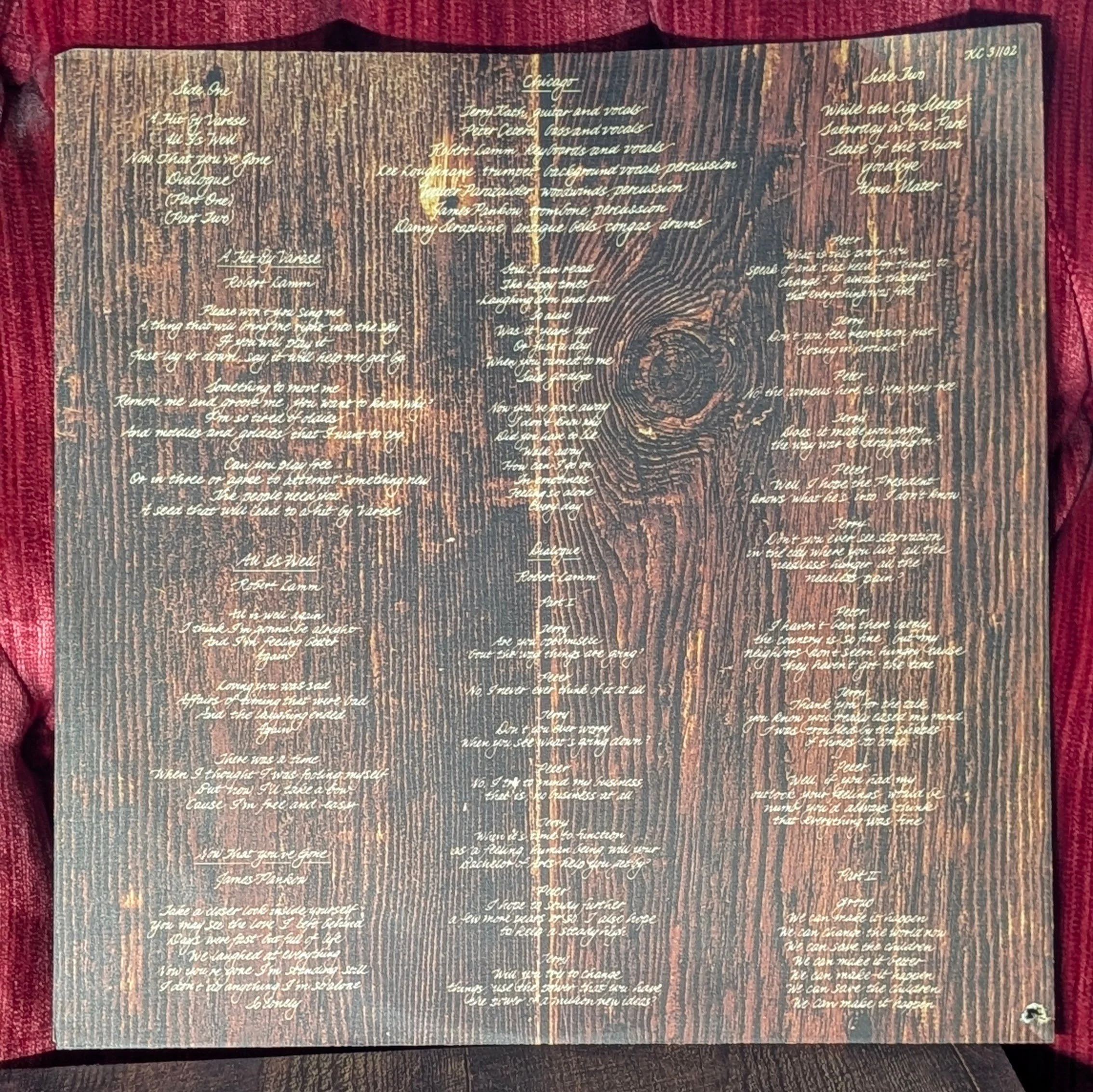 Chicago Chicago V vinyl record album center label Columbia Records wood grain design
