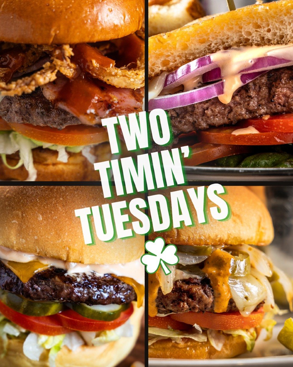 🍔✨ It's Two Timin&rsquo; Tuesday at Hennessey's! ✨🍔

Score 2-for-1 burgers all day long!

#HennesseysTavern #IrishBar #IrishPub #Carlsbad #CarlsbadVillage #TwoTiminTuesdays #Burgers #Yum