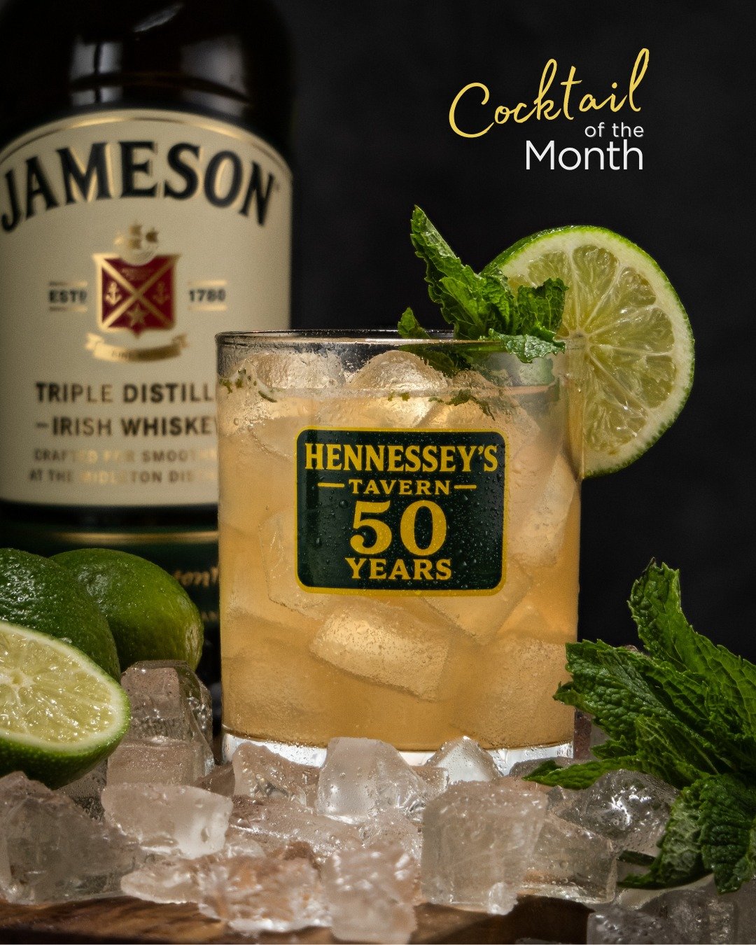 🥃✨Cocktail of the Month: Hennessey&rsquo;s 1/2 Century Highball✨☘️

Jameson Irish whiskey, grapefruit liqueur, fresh lime, muddled mint, and ginger ale.

Light, crisp, and made to celebrate 50 years the right way.

#HennesseysTavern #IrishBar #Irish