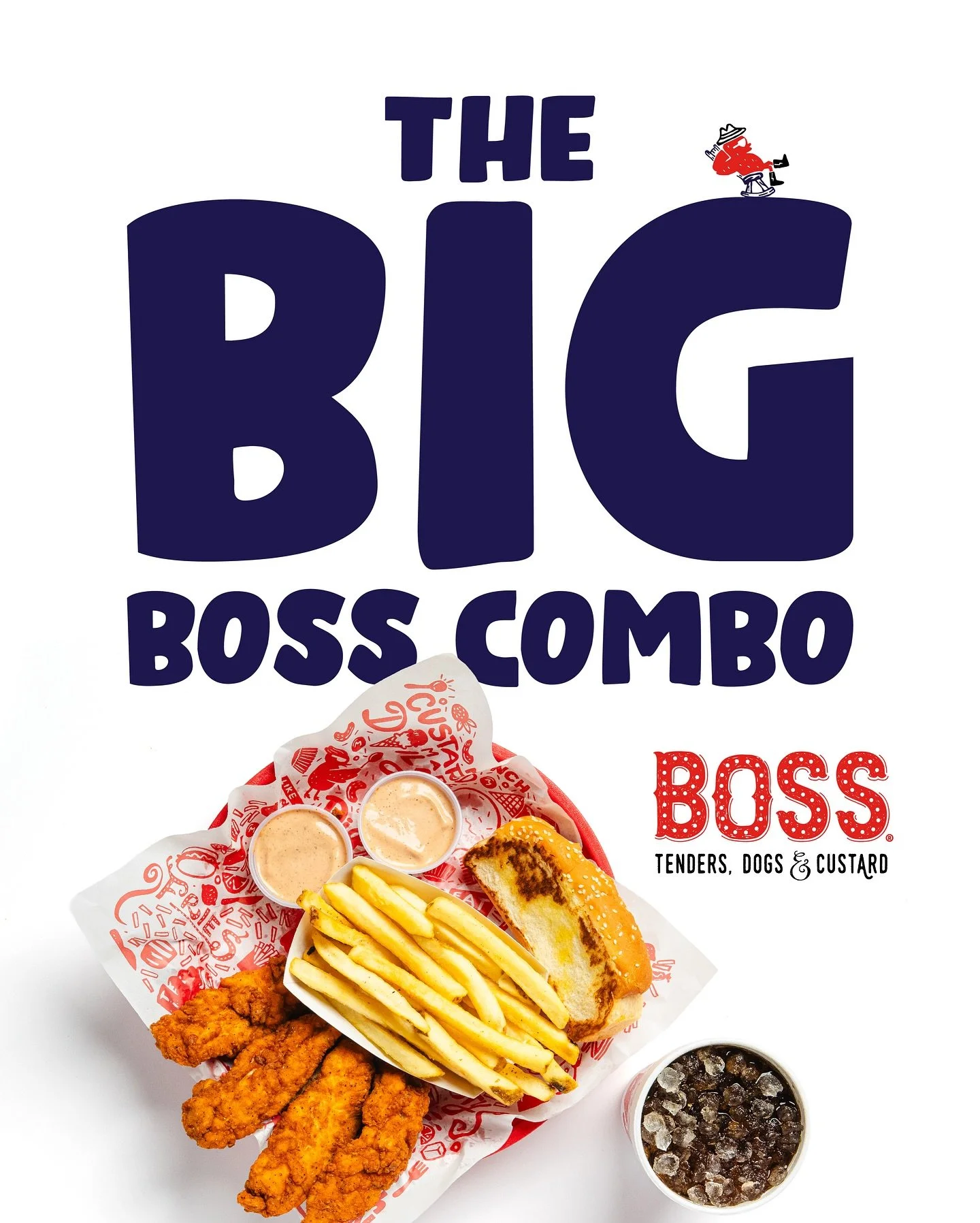 🕶️ Satisfy your hunger with THE BIG BOSS COMBO! 🤤 

Our biggest value combo comes with 4 tasty chicken tenders, perfectly seasoned fries, Texas toast, 2 of your favorite sauces, and a 20 oz. drink - all for only $10.99! Only at El Paso&rsquo;s own 