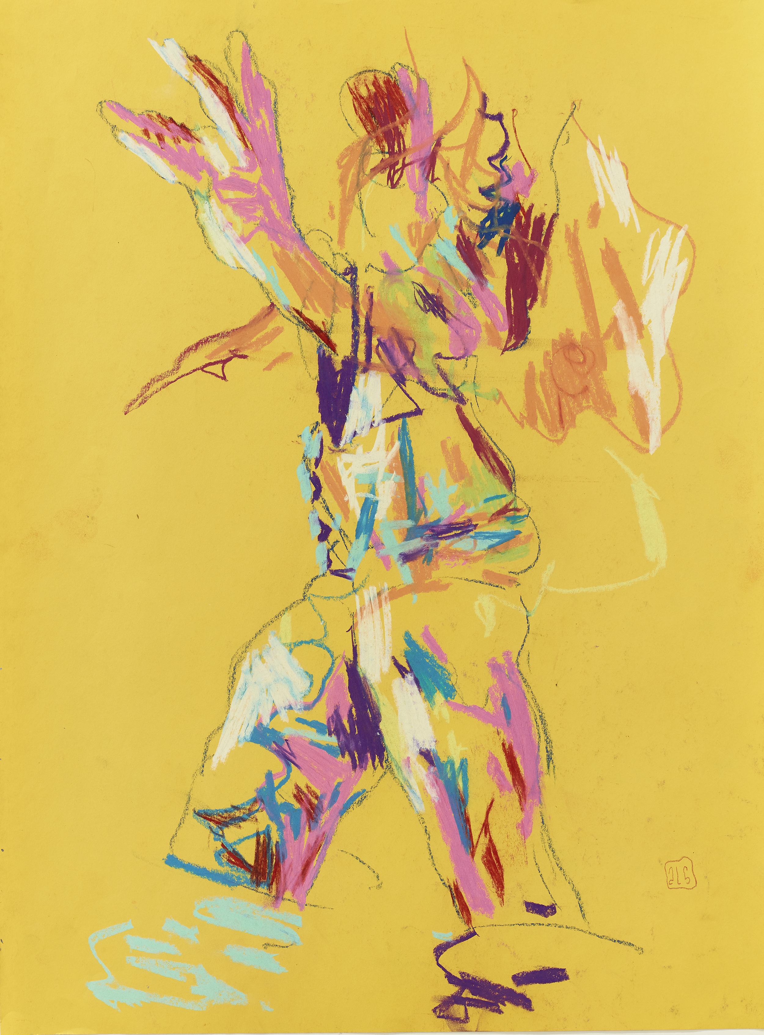 Expressive figure on yellow
