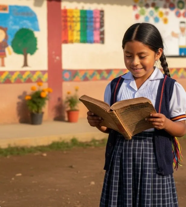 student reading book