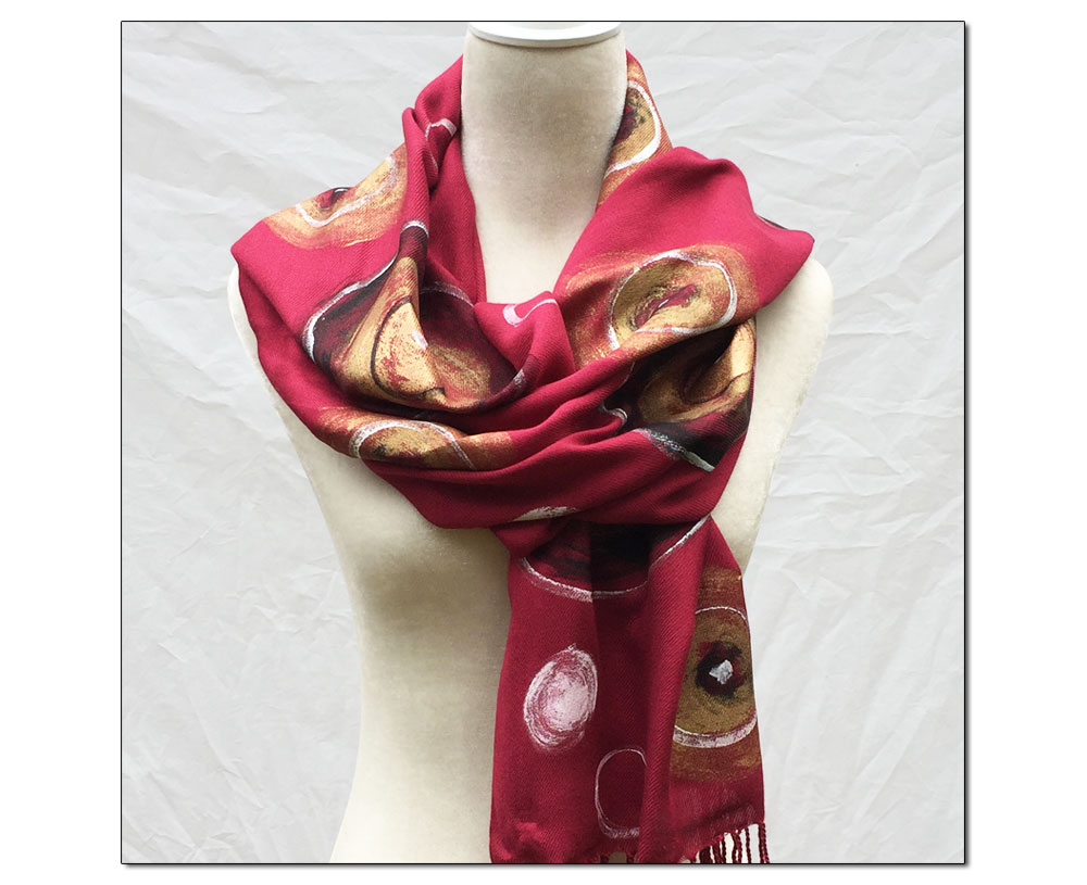 garnet hand painted scarf