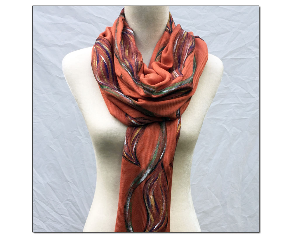 pumpkin hand painted scarf