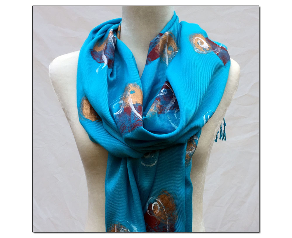 turquoise painted scarf