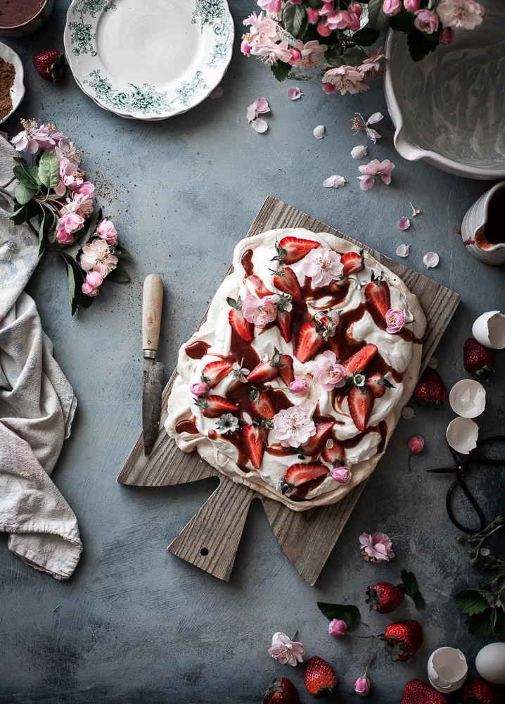 Rosewater Cream Pavlova + Roasted Strawberry Vanilla Bean Sauce 14.jpg