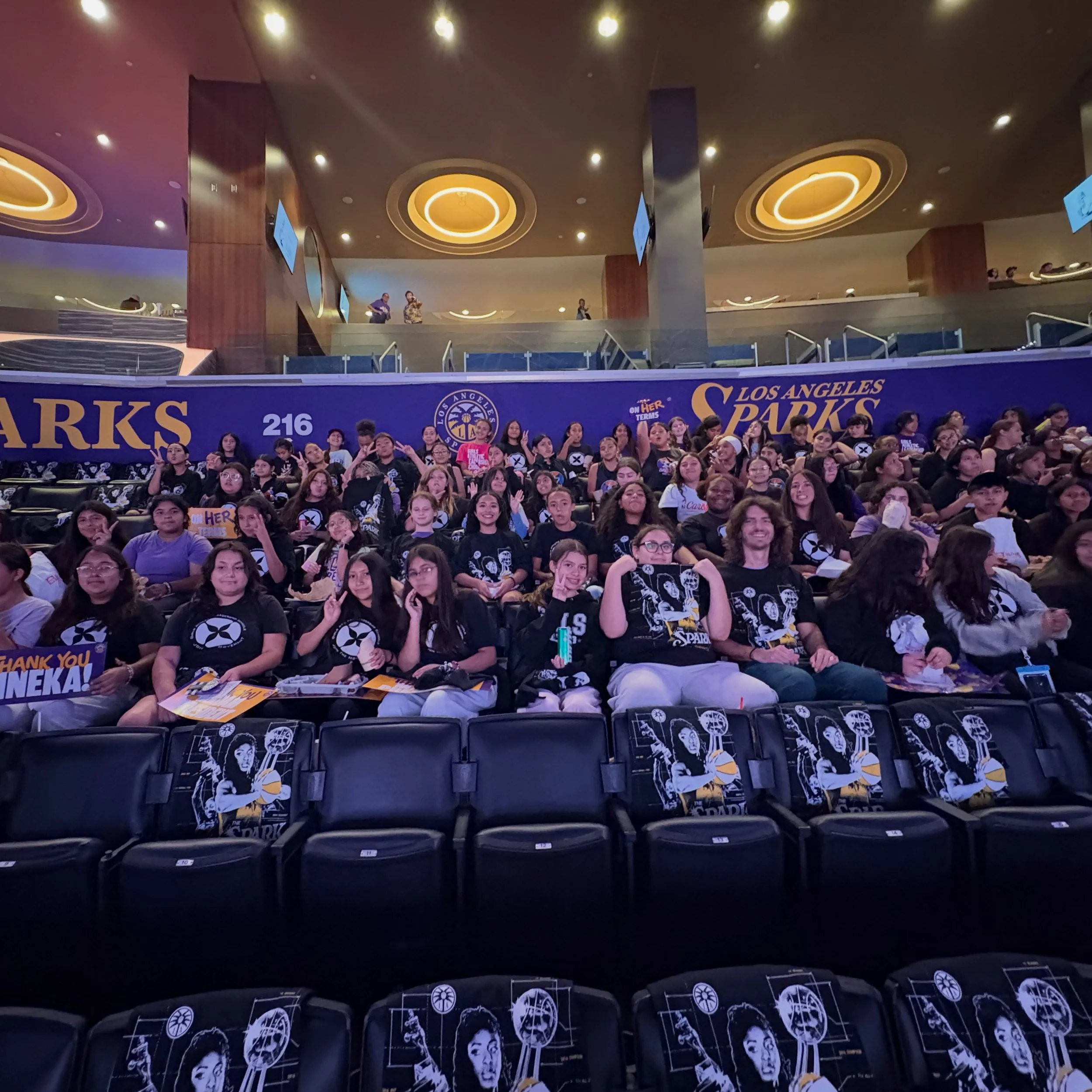 GALS has a partnership with LA Sparks and UCLA Health Body Sound Mind. GALS was recognized on 9/24 at the LA Sparks basketball game, and we were able to bring 100 of our students to the game! 🏀 
We are very proud of this partnership as they pour int