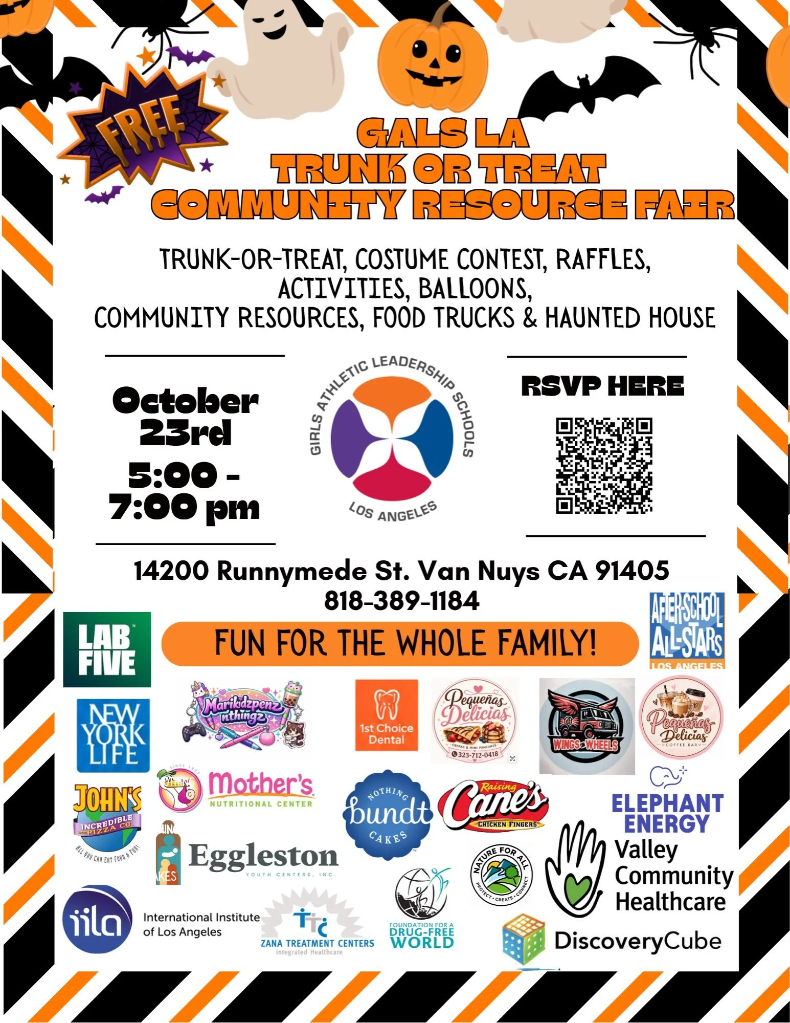 We hope to see you all tonight at our first ever GALS LA Trunk or Treat on our new campus 🎃🍂 
If you attend our event tonight, feel free to tag us in any pictures taken! We will have snack vendors and a Photo Booth 📸 
Welcome to all of the communi