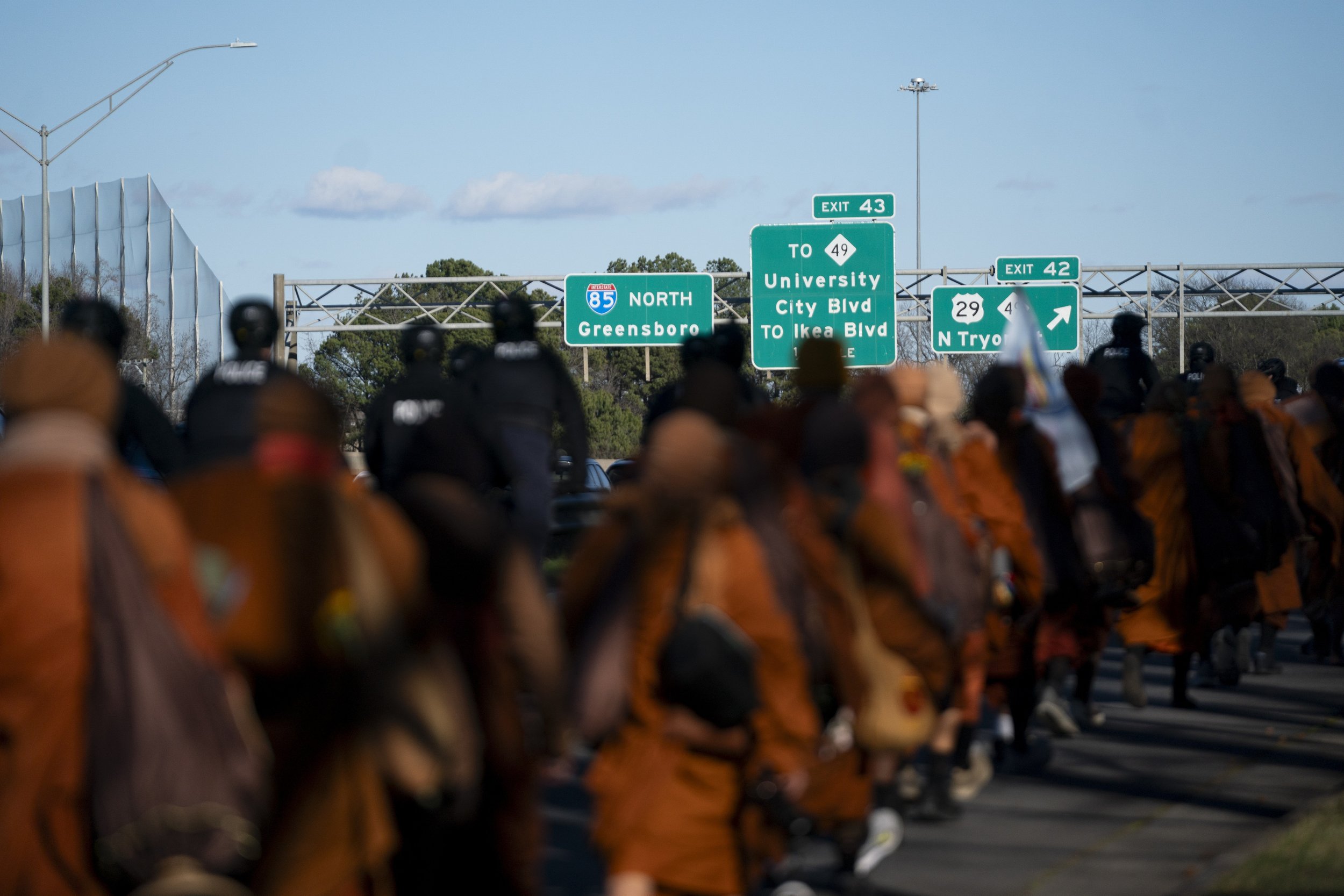 Buddhist monks continue their Walk for Peace on January 15, 2026 in Charlotte, North Carolina.