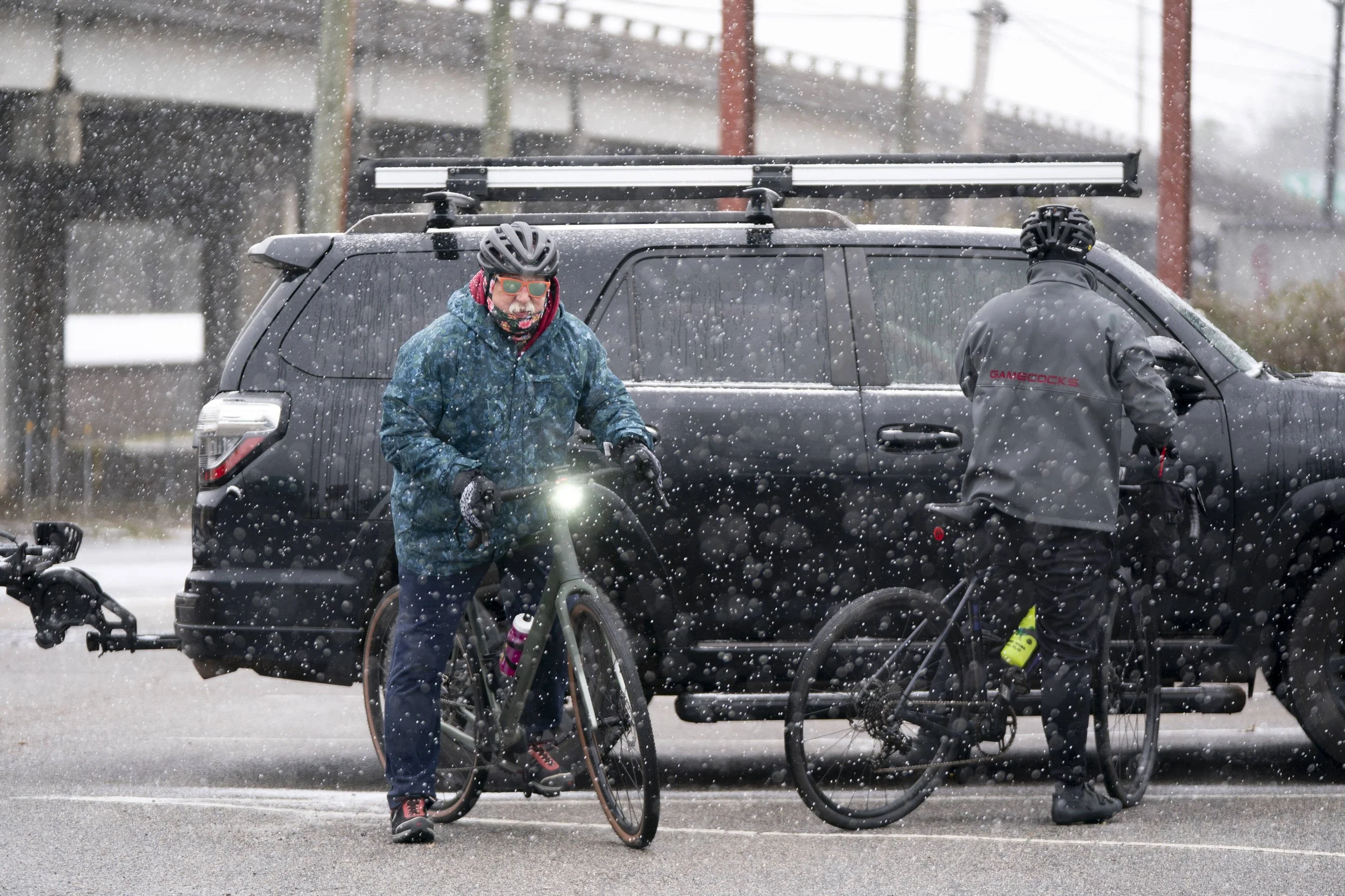 cyclist Columbia Snow Storm Photos