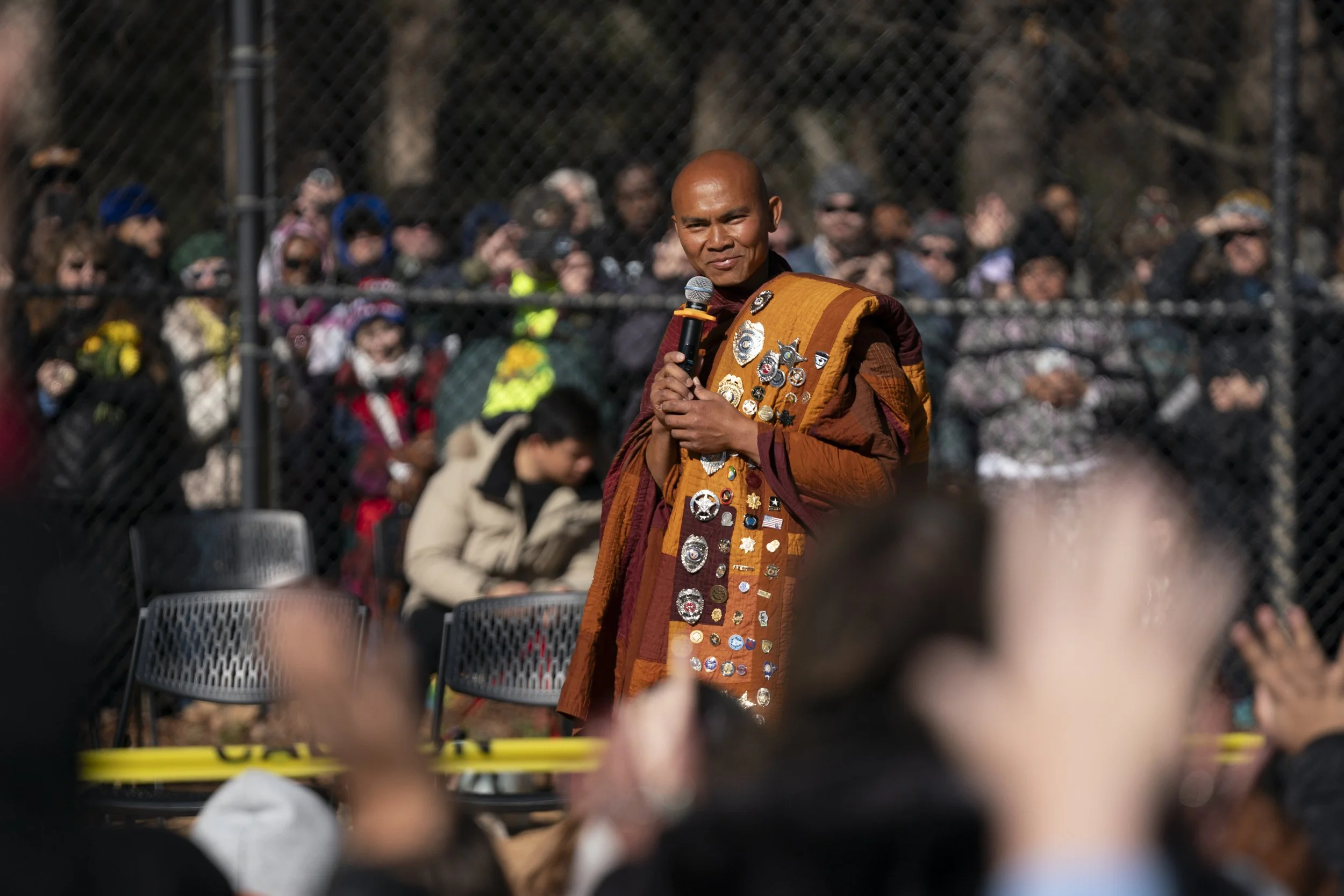 Buddhist monks continue their Walk for Peace on January 15, 2026 in Charlotte, North Carolina.