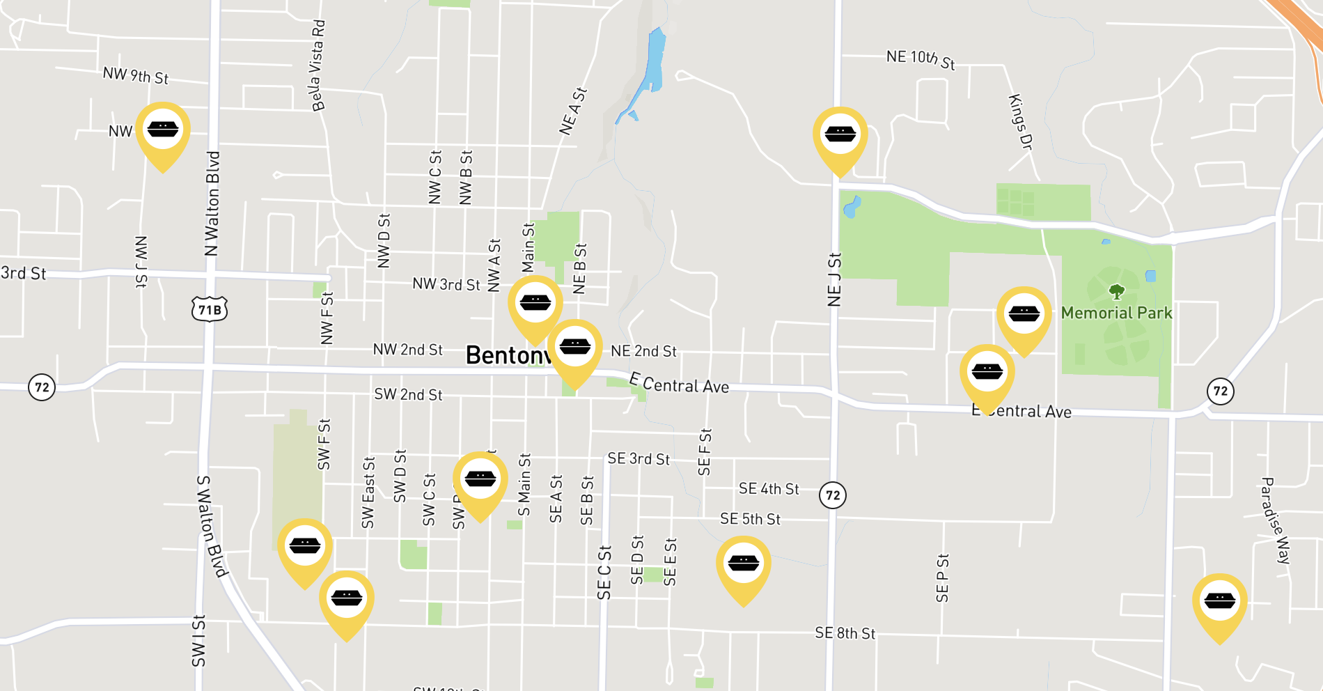 Luncher hot spots are spread across Bentonville and the rest of Northwest Arkansas.