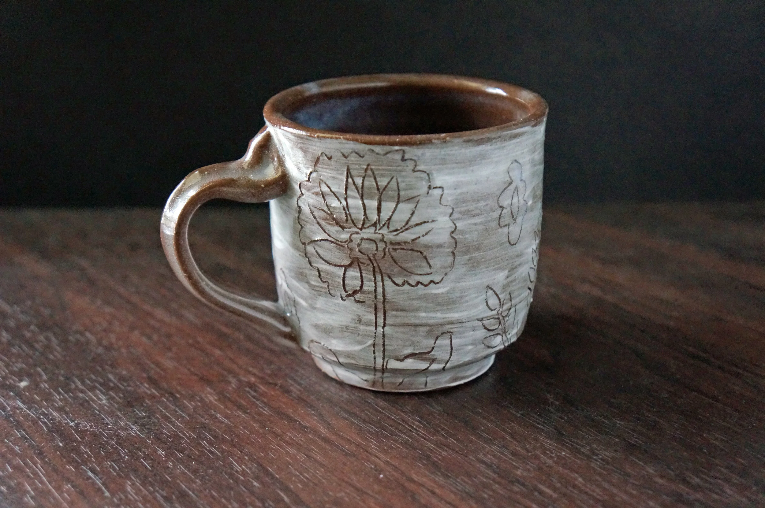 Red and White Floral Mug