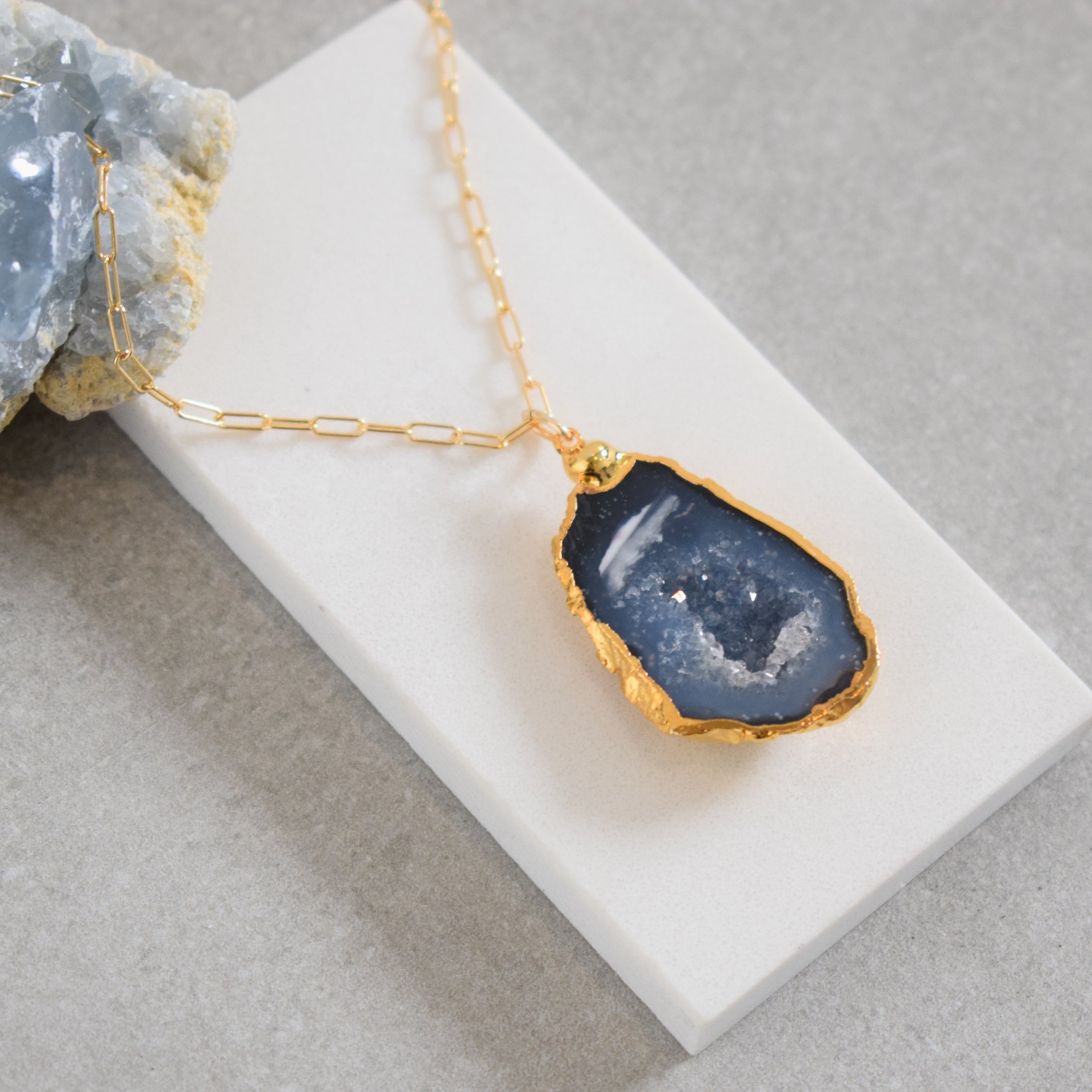 Blue Baleen Geode Pendant 1
