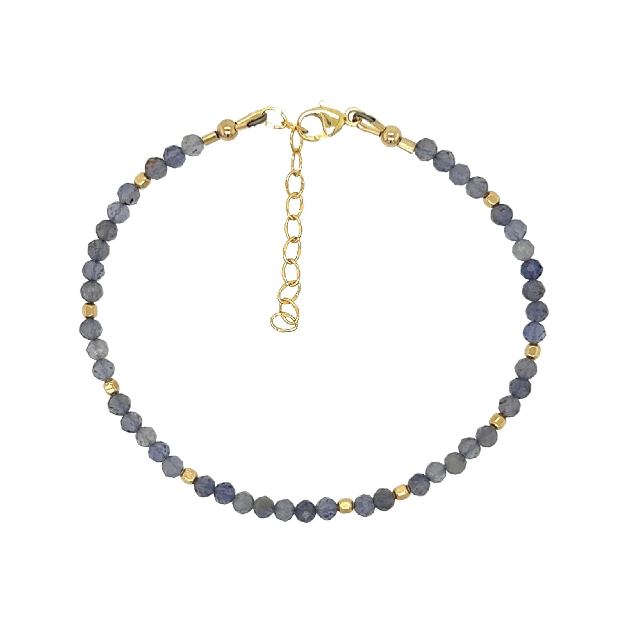 Iolite Constellation Bracelet with gold-filled beads top view