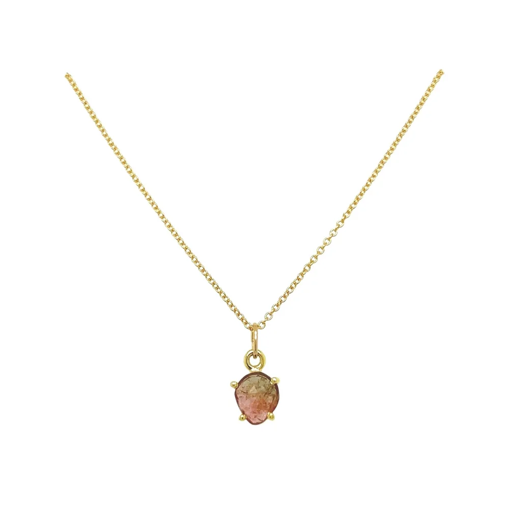 Tourmaline Pendant Necklace LANA Rose Cut Tourmaline Pendant Gold
