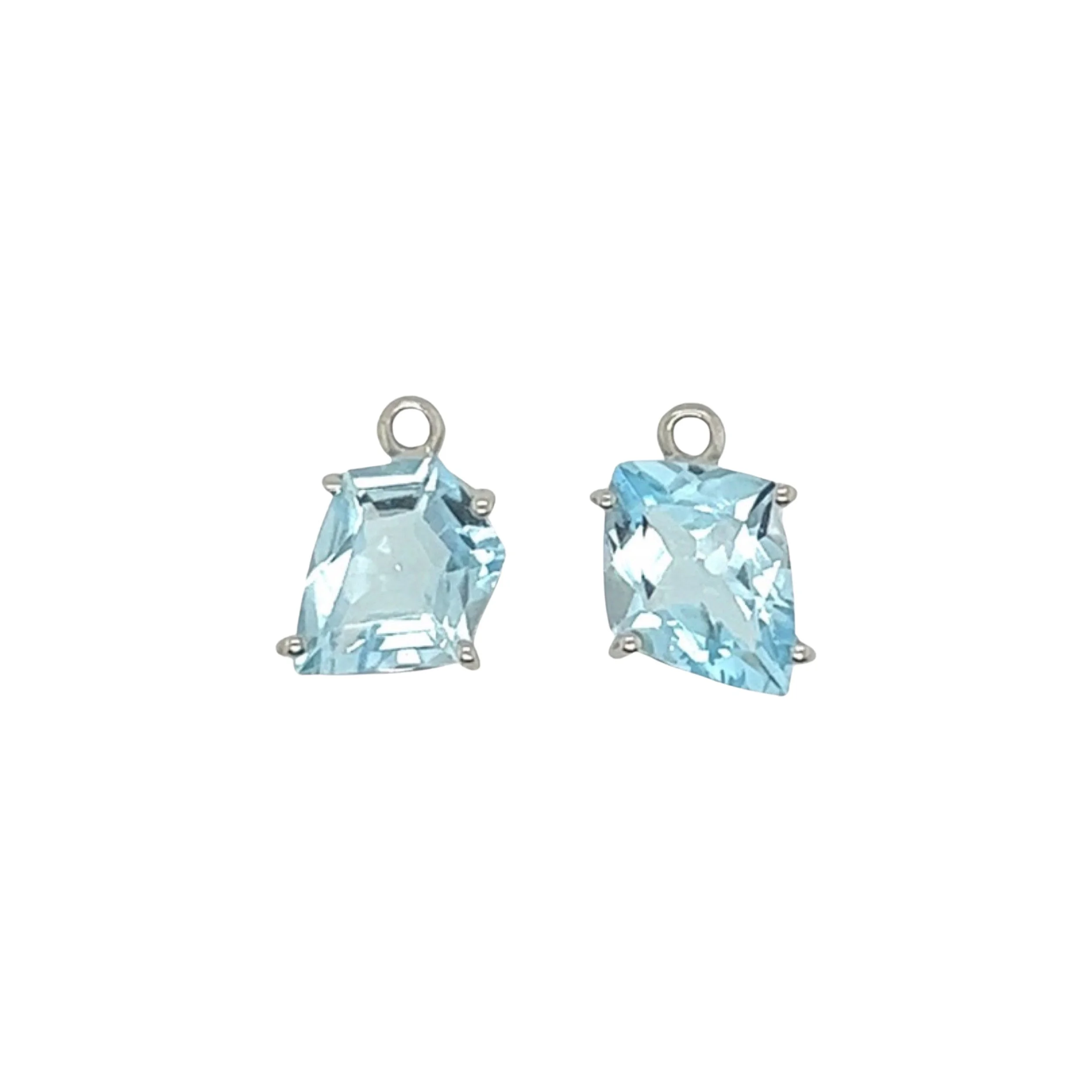 Natural Sky Blue Topaz Faceted Gemstone Earrings Sterling Silver Kidney Wires — Indriya Jewelry