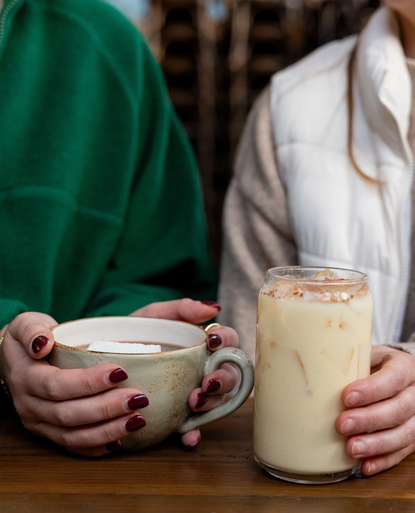 A couple drinks for everyone worth sipping this Holiday season ☃️☕️⁠
Peppermint Hot Cocoa with a Fika housemade peppermint marshmallow + Ginger Nog Delight with eggnog, ginger beer, and honey simple syrup.⁠
⁠
Non-alcoholic, cozy, and waiting for you 
