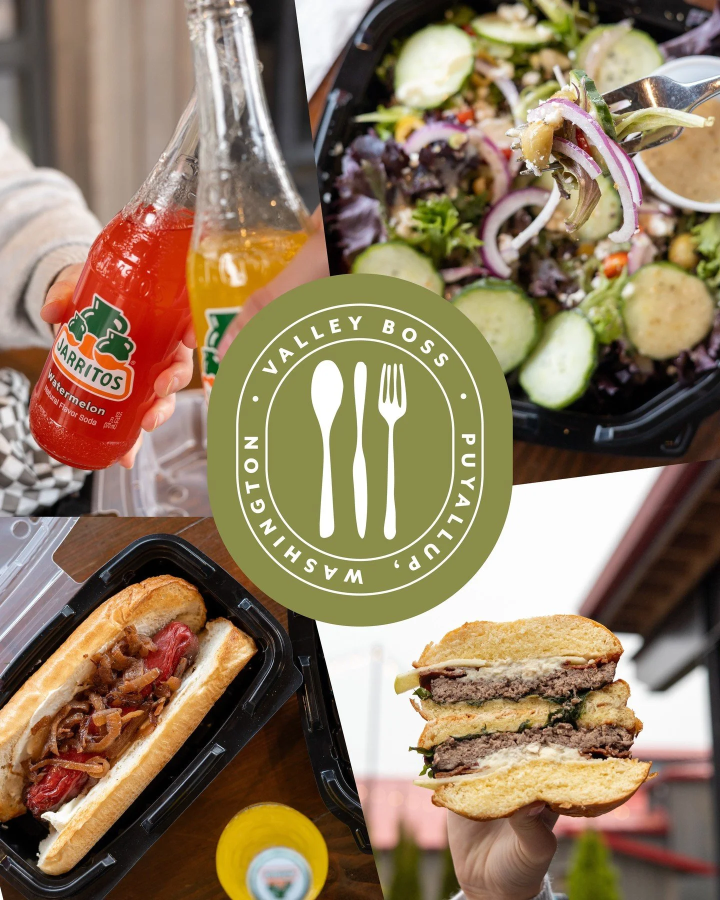 A little bit of everything from Valley Boss 👀⁠
⁠
Crisp salads, stacked burgers, loaded dogs, and ice-cold Jarritos - made fresh and ready to go.⁠
⁠
Order for pickup or delivery 7 days a week at valleyboss.org.