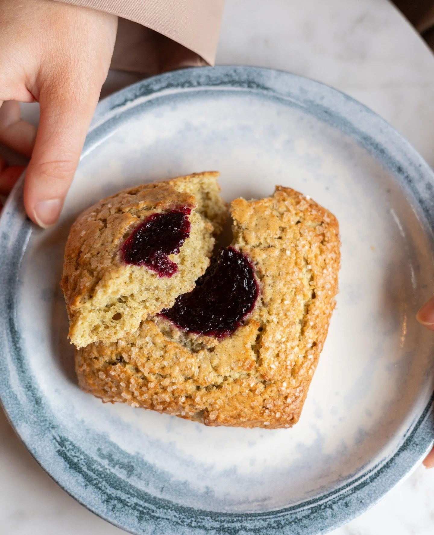 A new Fika seasonal favorite: the Blackberry Sage Scone.⁠
House-made blackberry jam tucked inside, with a hint of sage for a perfectly balanced, fresh finish.⁠
⁠
A scone big enough to share, but you won't want to!⁠
