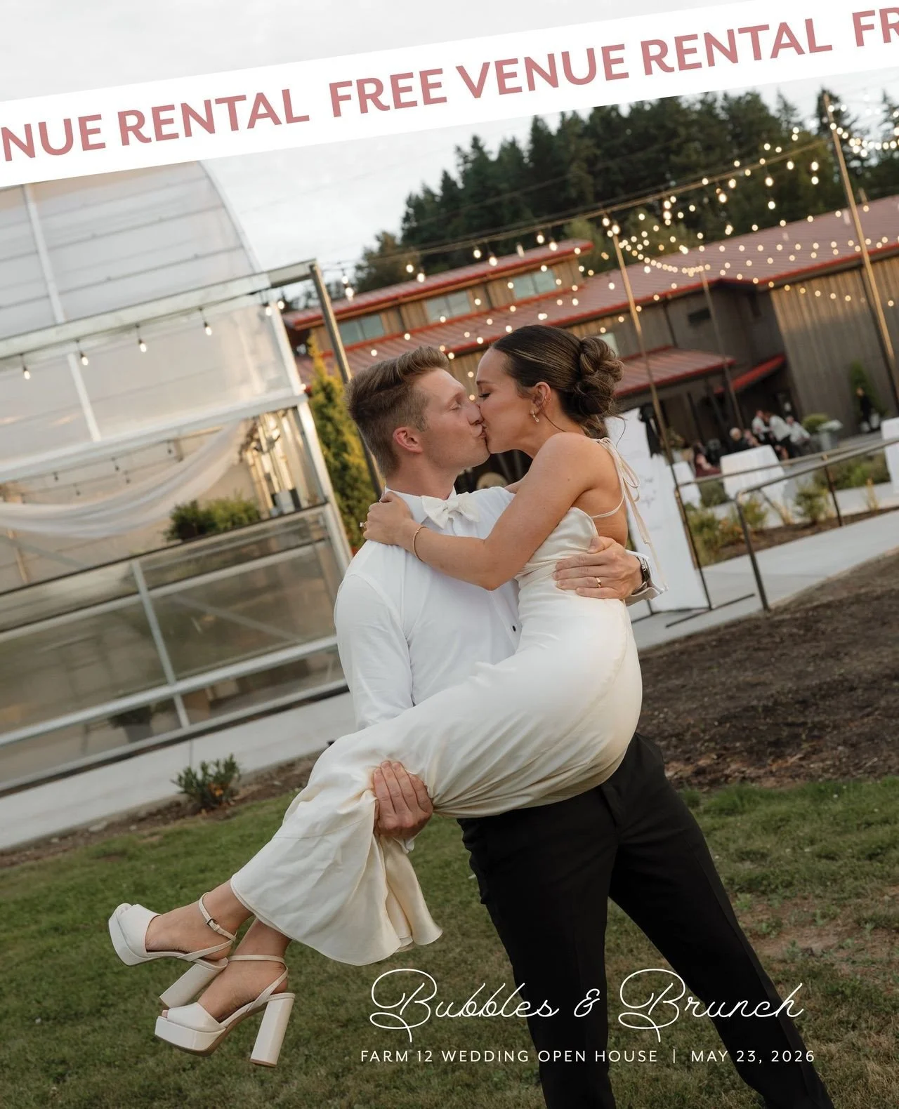 Bubbles, brunch, and a little something extra 🥂⁠
⁠
When you purchase a brunch ticket to Bubbles &amp; Brunch, Farm 12 Event's upcoming Wedding Open House, you&rsquo;re automatically entered to win a free venue rental. Yes&hellip;the whole venue.⁠
⁠
