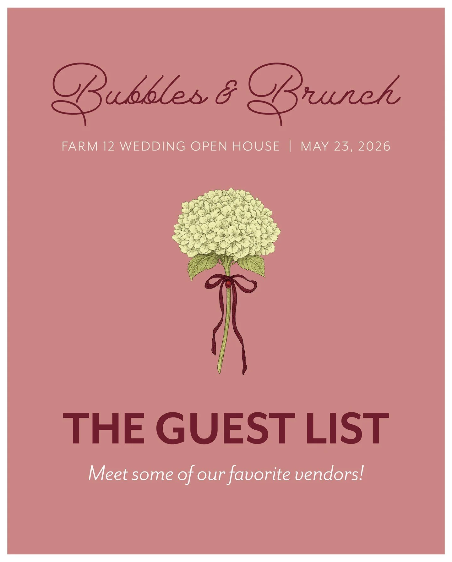 Swipe to see who's on our Bubbles &amp; Brunch guest list✨️⁠
⁠
If you needed another reason to secure your tickets to Bubbles &amp; Brunch, let it be our guest list. You will get to meet some of our favorite vendors who are familiar with our venue, c