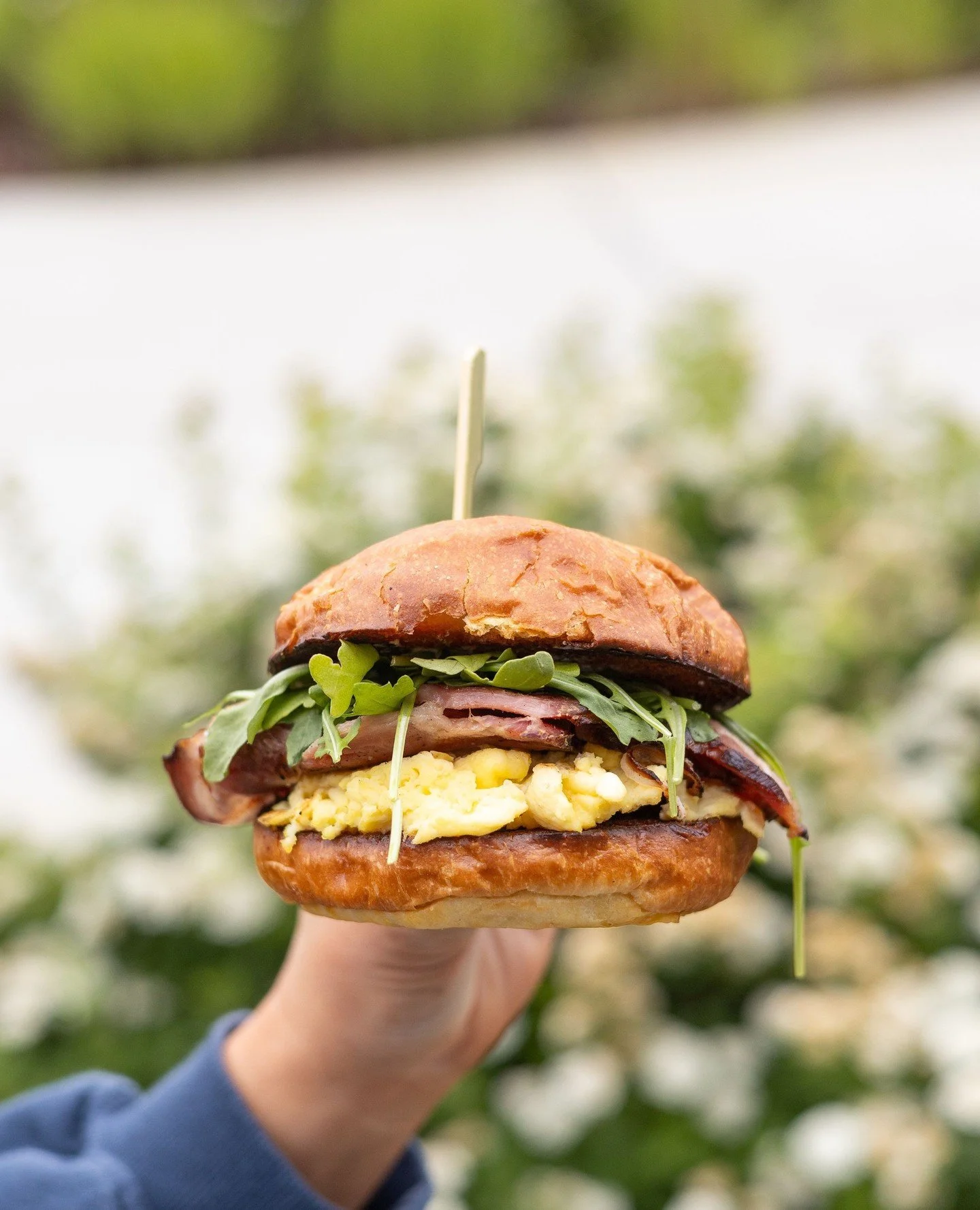 The breakfast sandwich we can't stop thinking about... ⁠
⁠
Pecan woodsmoked pork shoulder, two scrambled eggs, arugula, herbed cream cheese, and honey butter between Macrina Bakery Brioche. ⁠
⁠
Once you've tried this, you'll wish every day was a brun