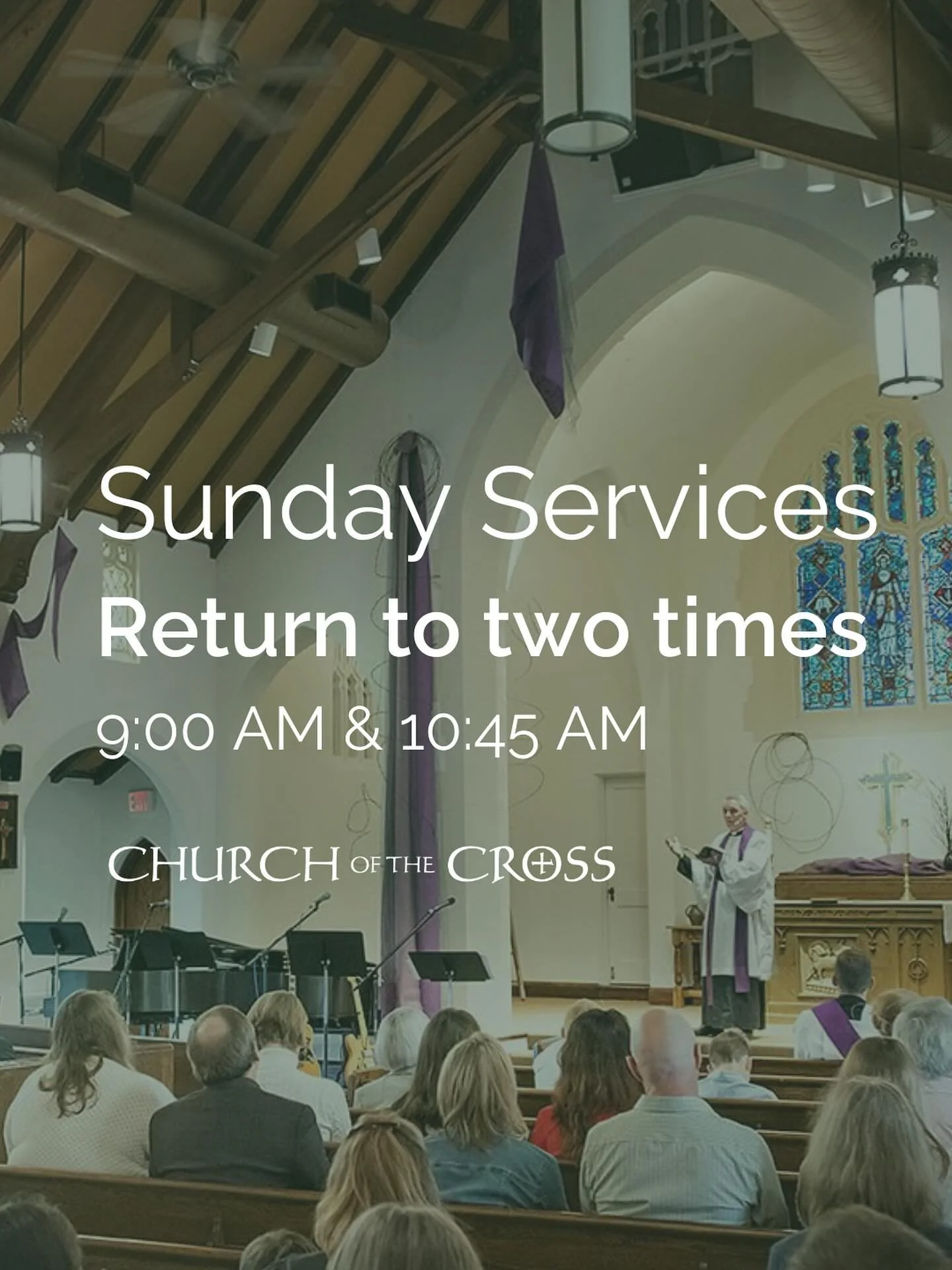 Tomorrow, on Sunday, August 24, we&rsquo;ll return to our two regular times for services at 9:00 AM and 10:45 AM. See you then at our first or second service!