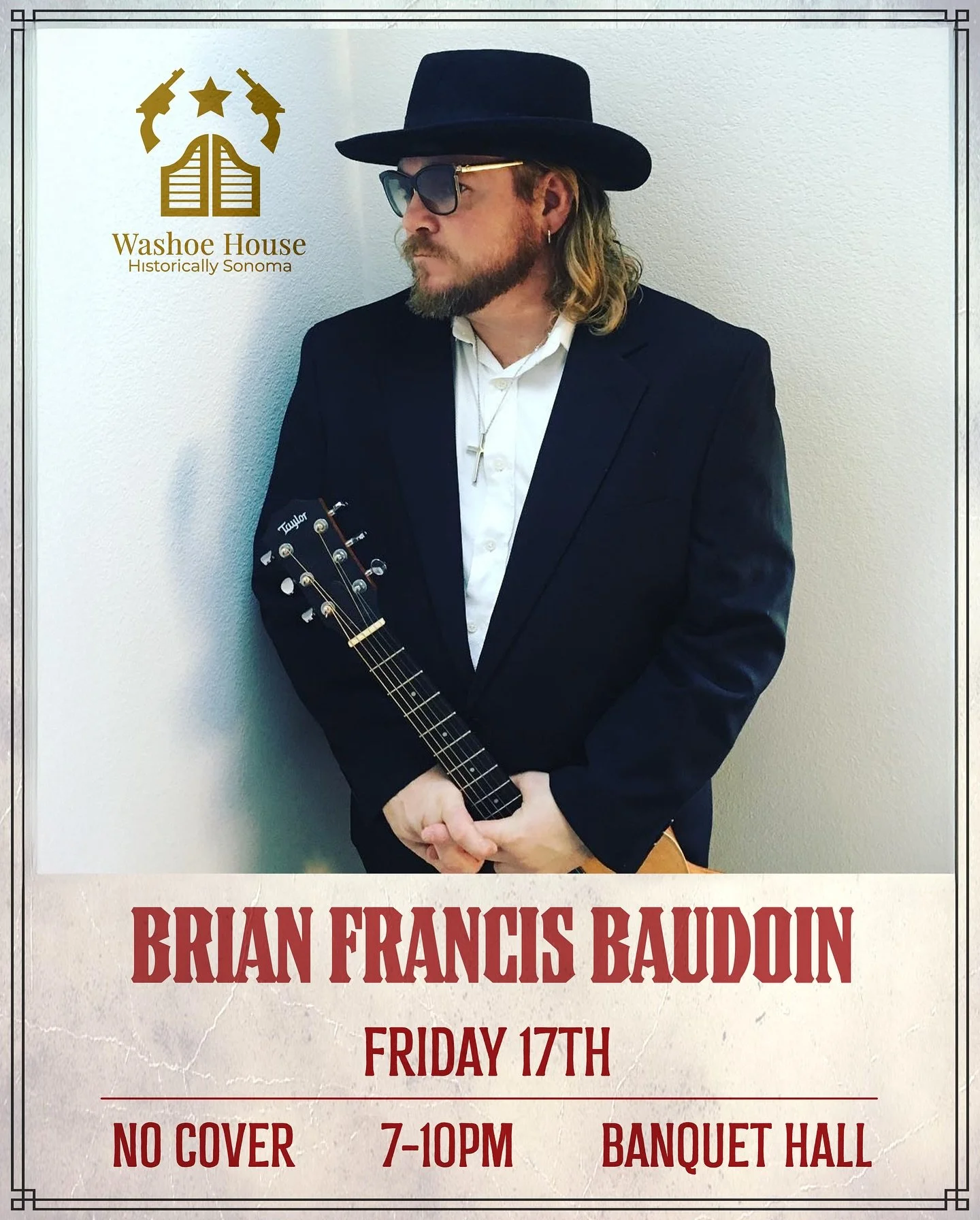 🤠 Get ready for a fun weekend at the Washoe House!
Brian Francis Baudoin gets the party started on Friday, Oct 17th from 7 to 10 PM! On Saturday, Train Wreck Junction add to the good vibes and top it off with more great music! 

Grab a drink, enjoy 