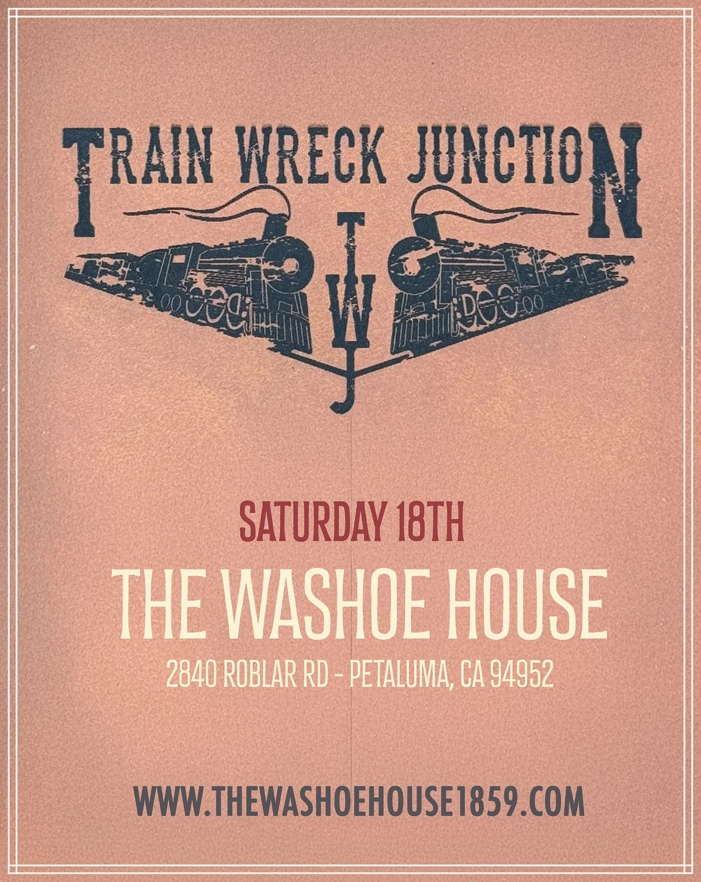 🙌🏽 💃You better come prepare to dance because tomorrow night Train Wreck Junction is coming to the Washoe!! Starting at 7:00pm, the party is at the Shoe!! 

#trainwreckjunction #washoehouse #petalumaca #petalumacalifornia
