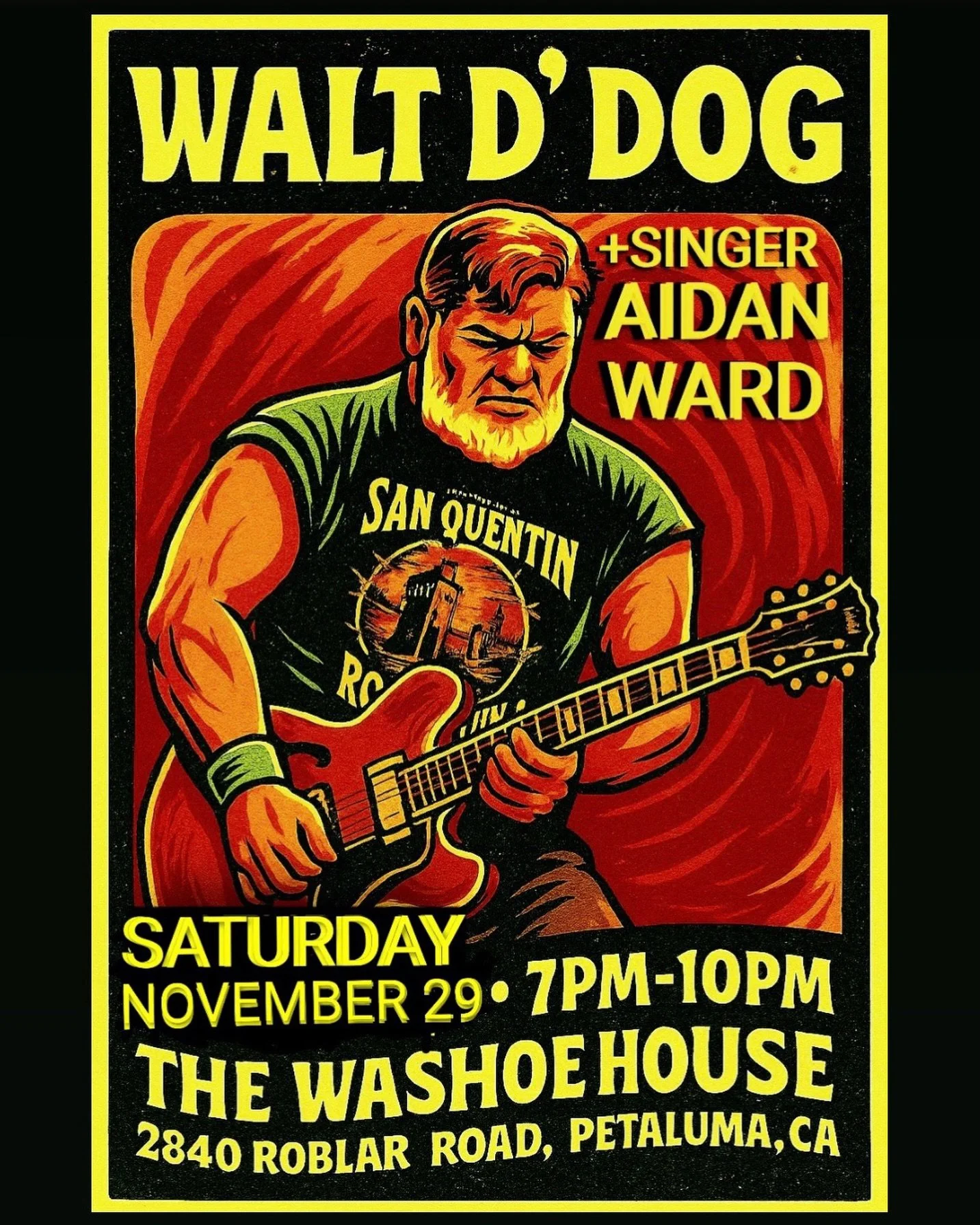🙌🏽 End November with a lot of fun, music, and friends! 🍹 

On Saturday, Nov 30 Walt D. Dog returns to the Washoe! Come ready for a great night!! 

#livemusic #washoehouse #petalumacalifornia