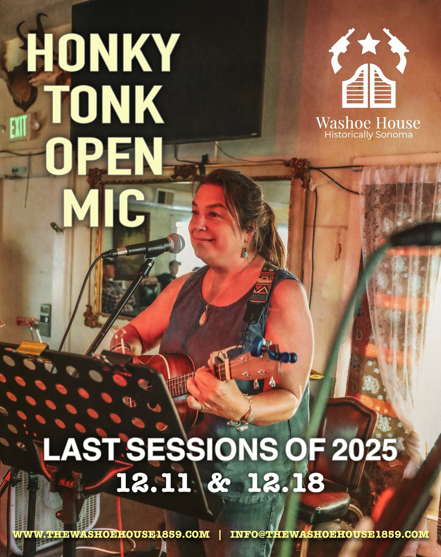🎤 Last Open Mic Sessions of 2025!! 😱 

🗓️ Save the date: 12.11 &amp; 12.18 
⏰ 6-9pm on the second floor of the Washoe! 
🎸 Join the open mic by contacting us: info@thewashoehouse1859.com 

#washoehouse #historicdiner #petalumaca #petalumacaliforni