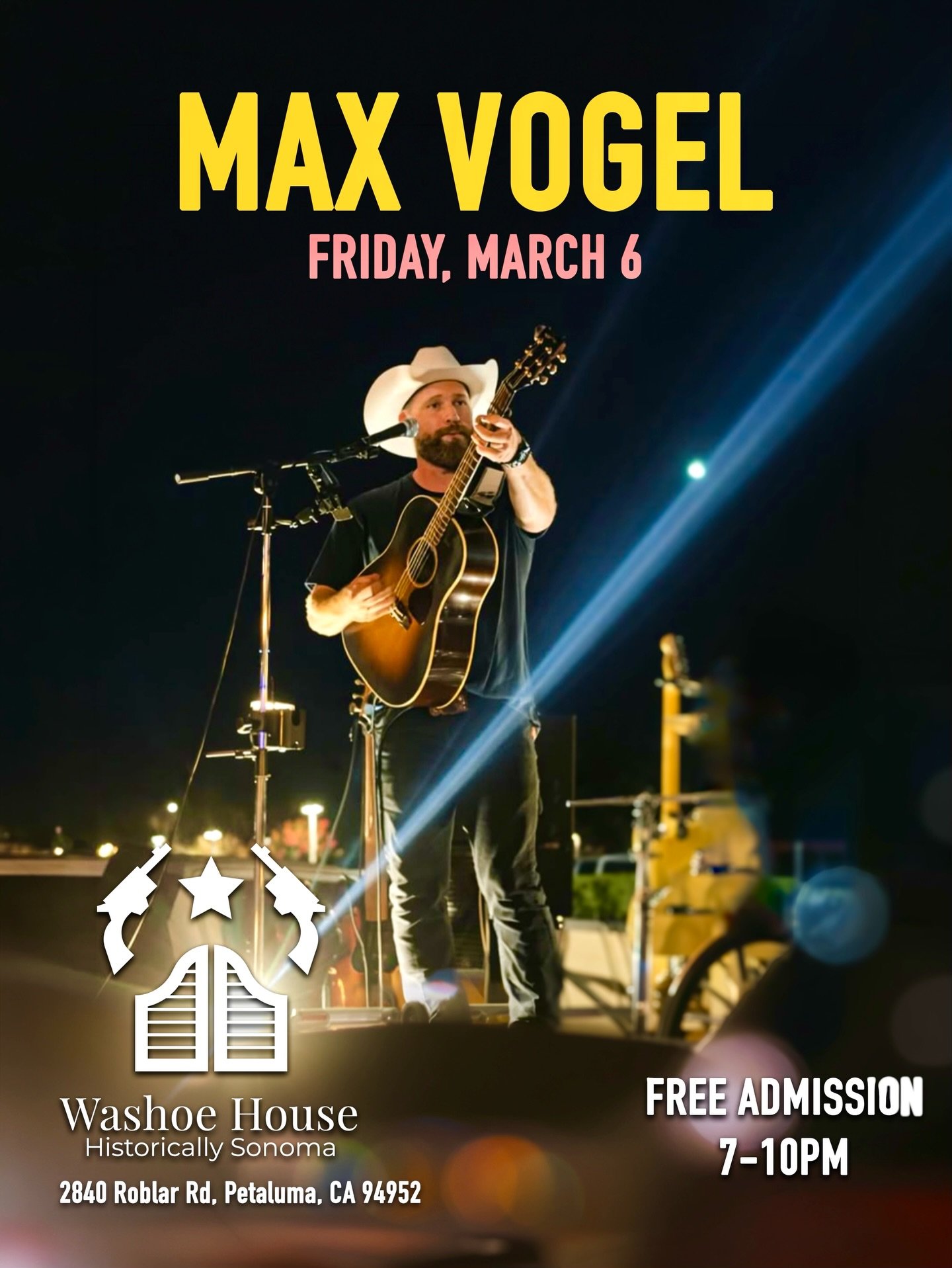 🙌🏽 Max Vogel is coming to the Washoe!! 🔥 On March 6, enjoy live country music from 7-10pm! And no cover!! Come early for the best spot! 🎸 @maxvogelmusic 

#livecountrymusic #livemusic #washoe #washoehouse