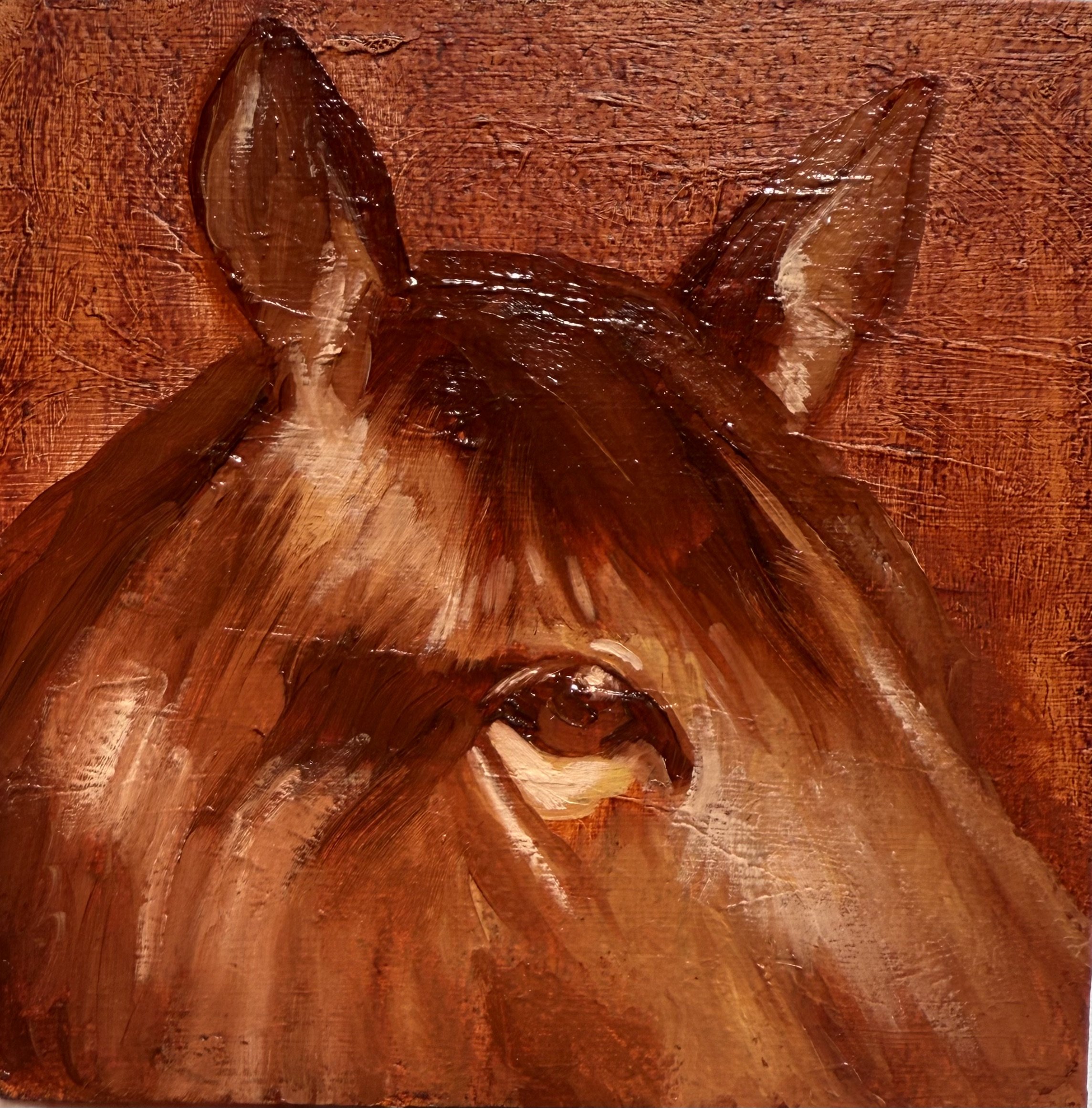 Horse Portrait, 6"X6", oil on wood panel, 2026