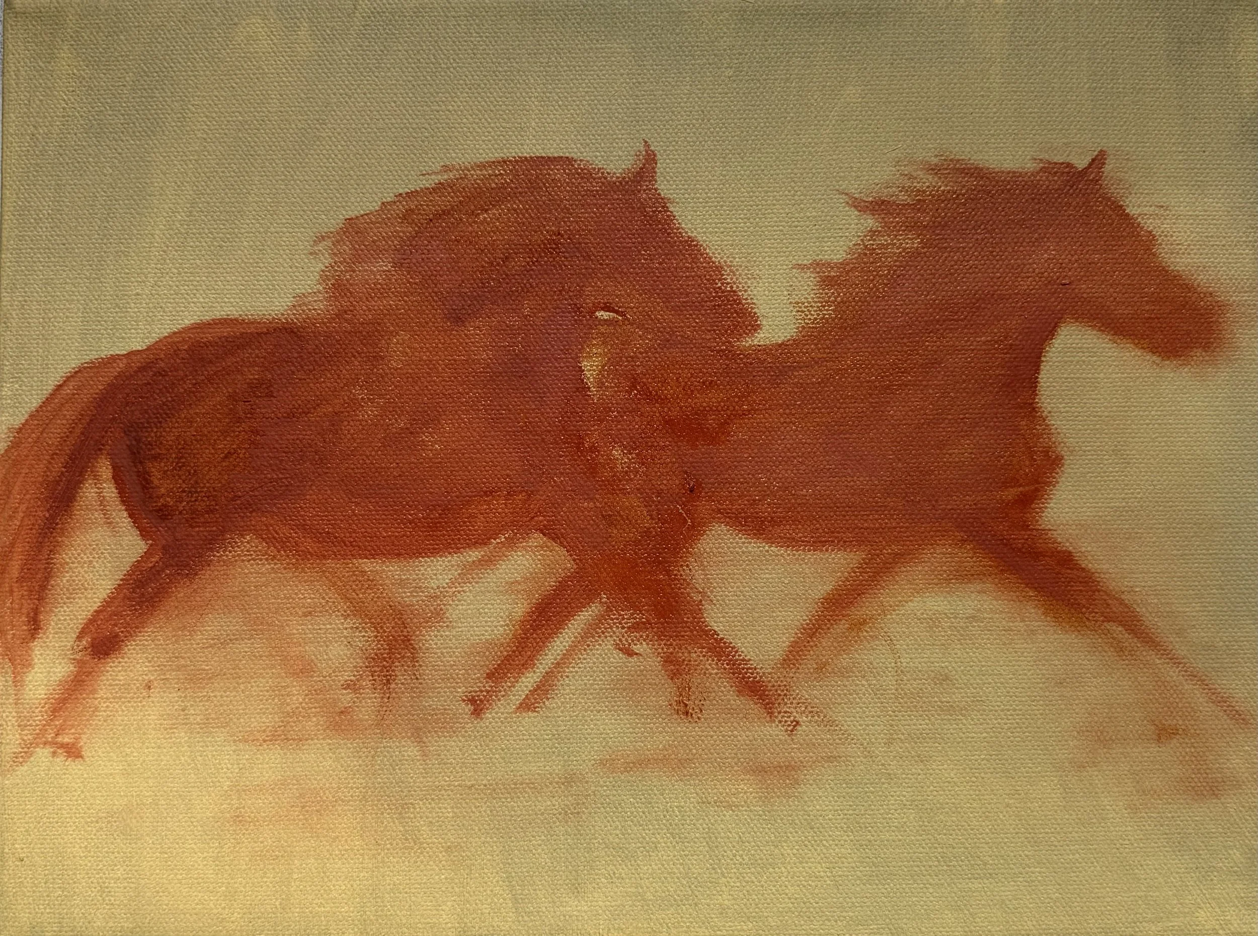 Horses, 9"X12", Oil on Canvas, 2026