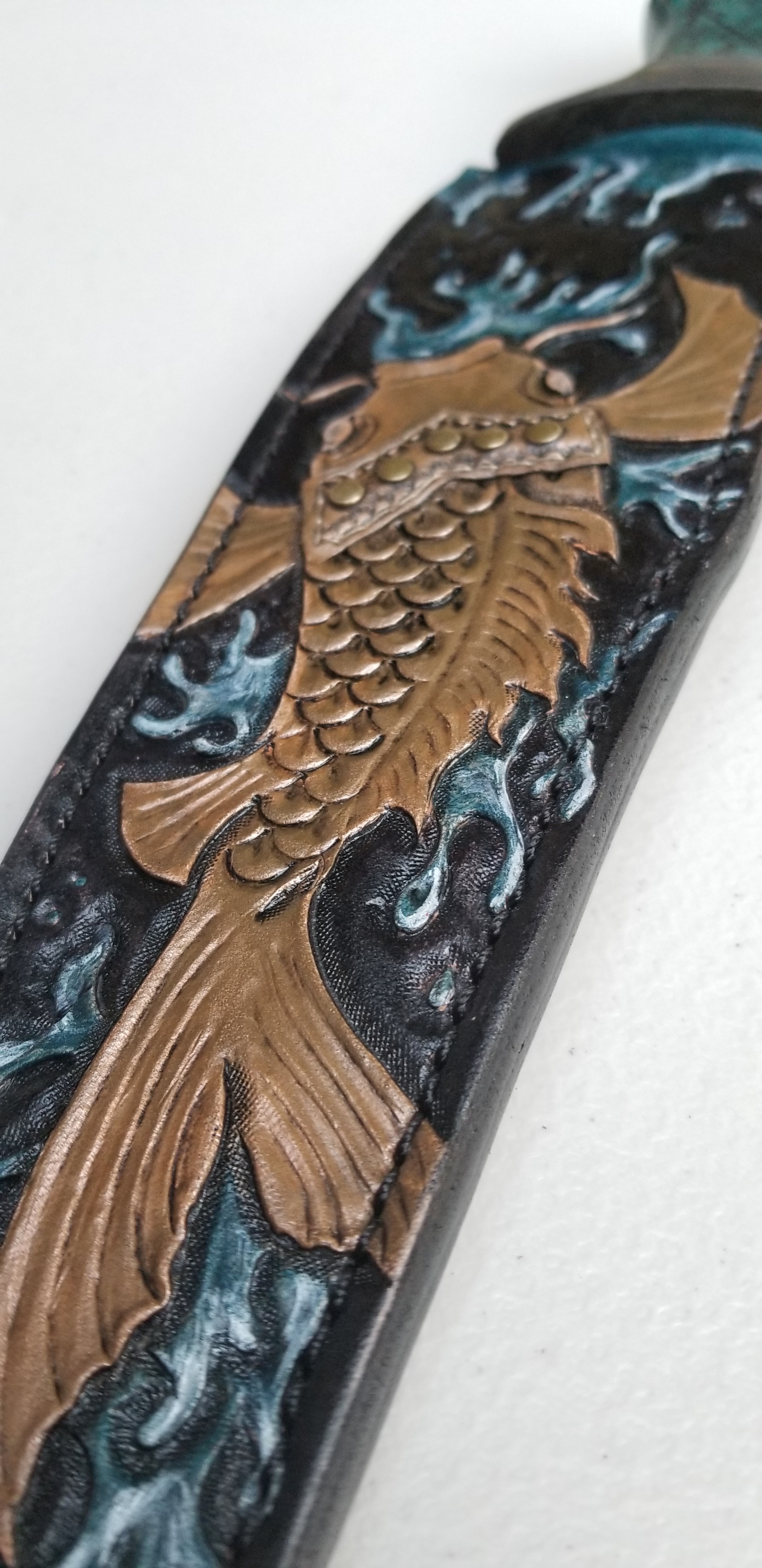 Koi Fish Knife Sheath with knife by RogersKustoms