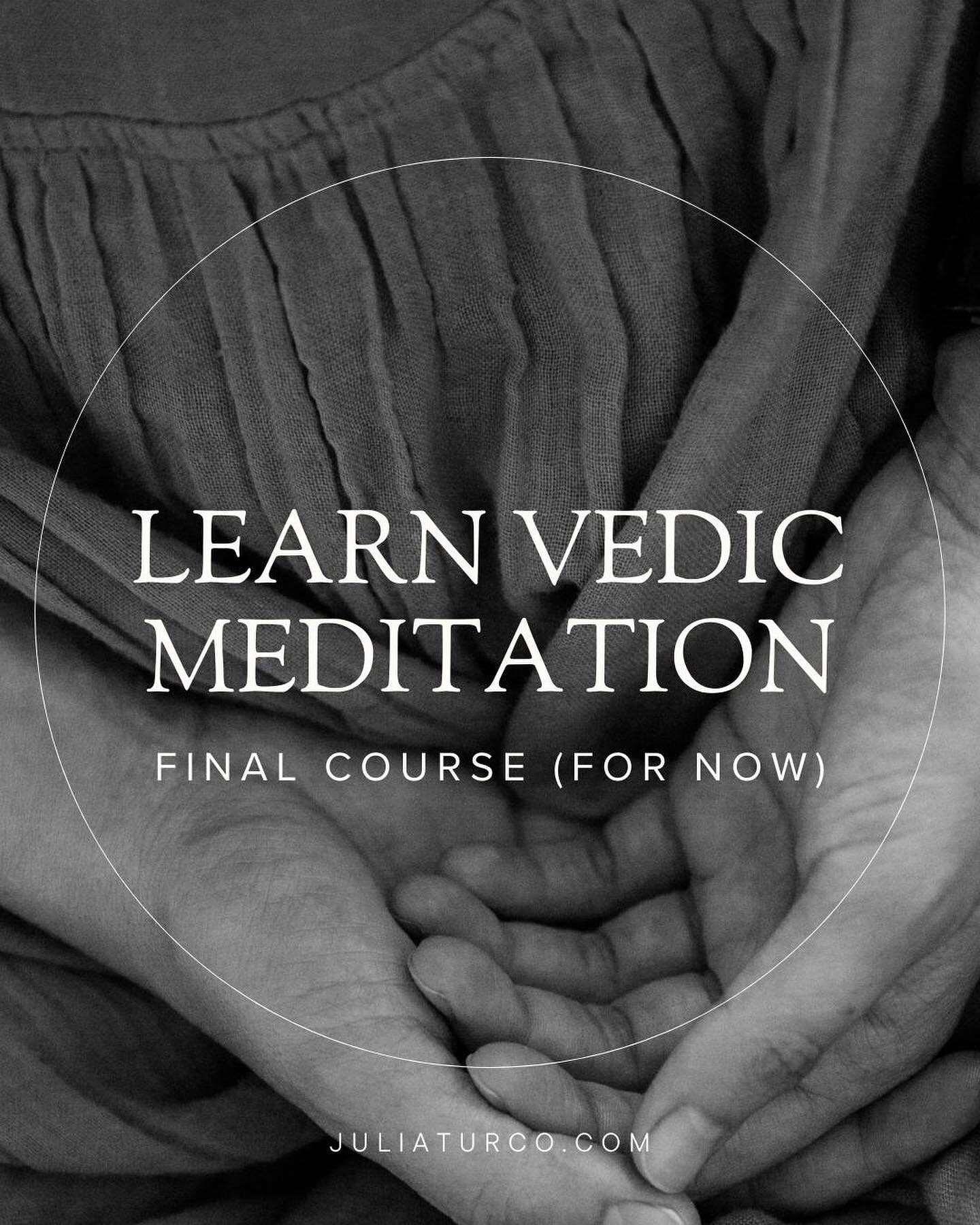 A few more Vedic meditation offerings left before I begin to cocoon in anticipation of the arrival of our baby earth side. Feels both surreal and exciting!

If you&rsquo;re keen to learn the effortless art of Vedic meditation, my final course is the 