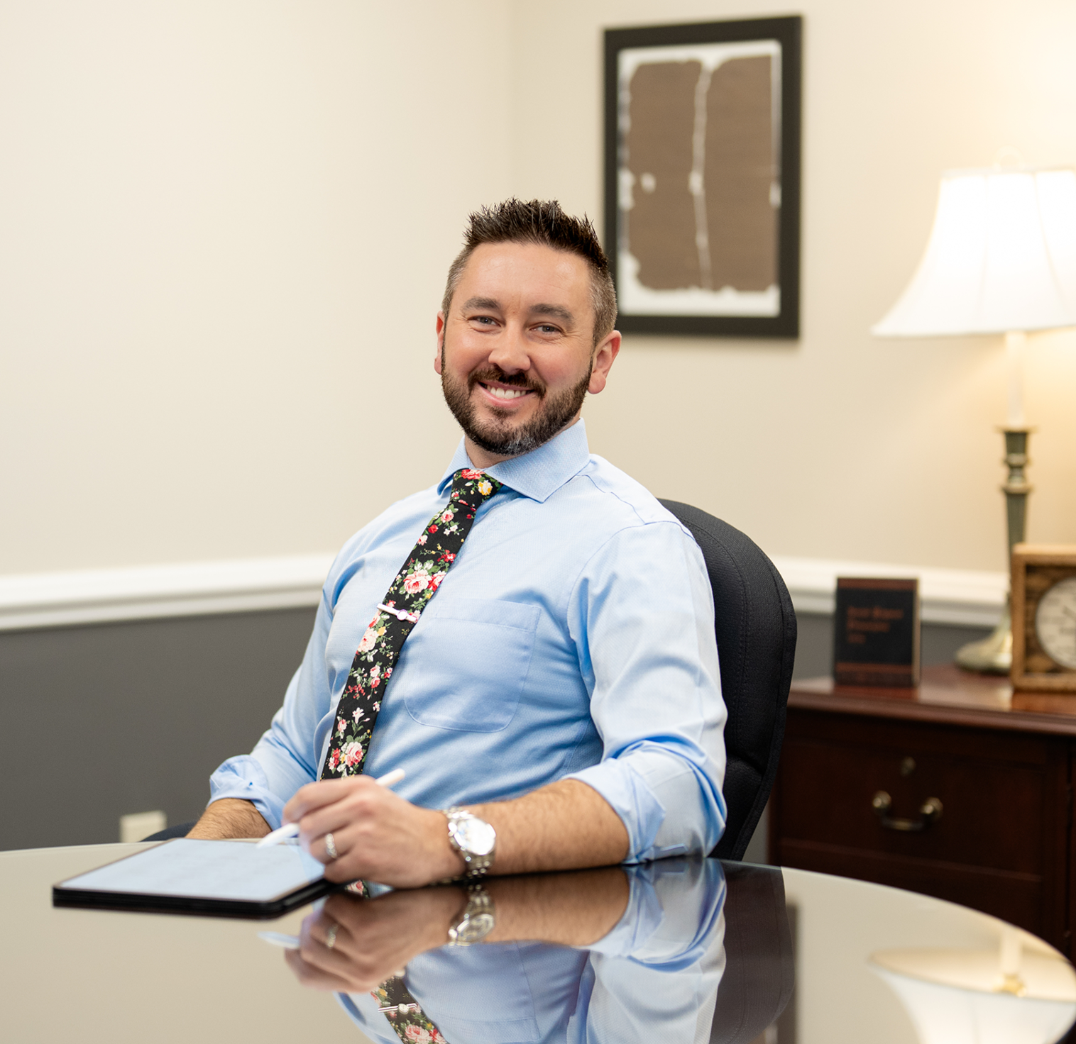 top medicare insurance broker pennsylvania sitting in his office
