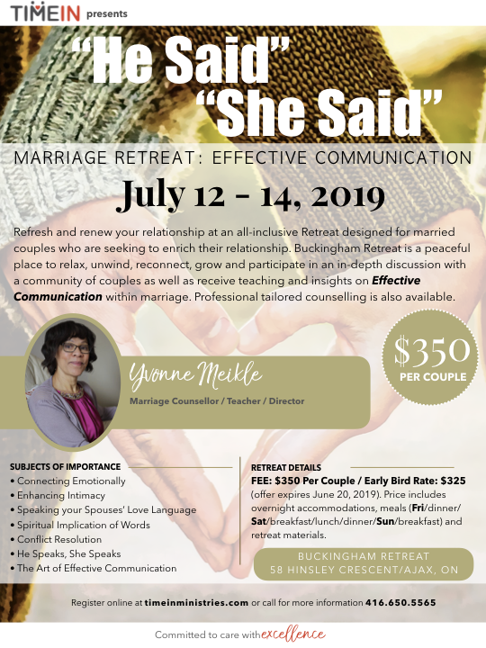 "He Said"  "She Said"   All Inclusive Marriage Retreat 