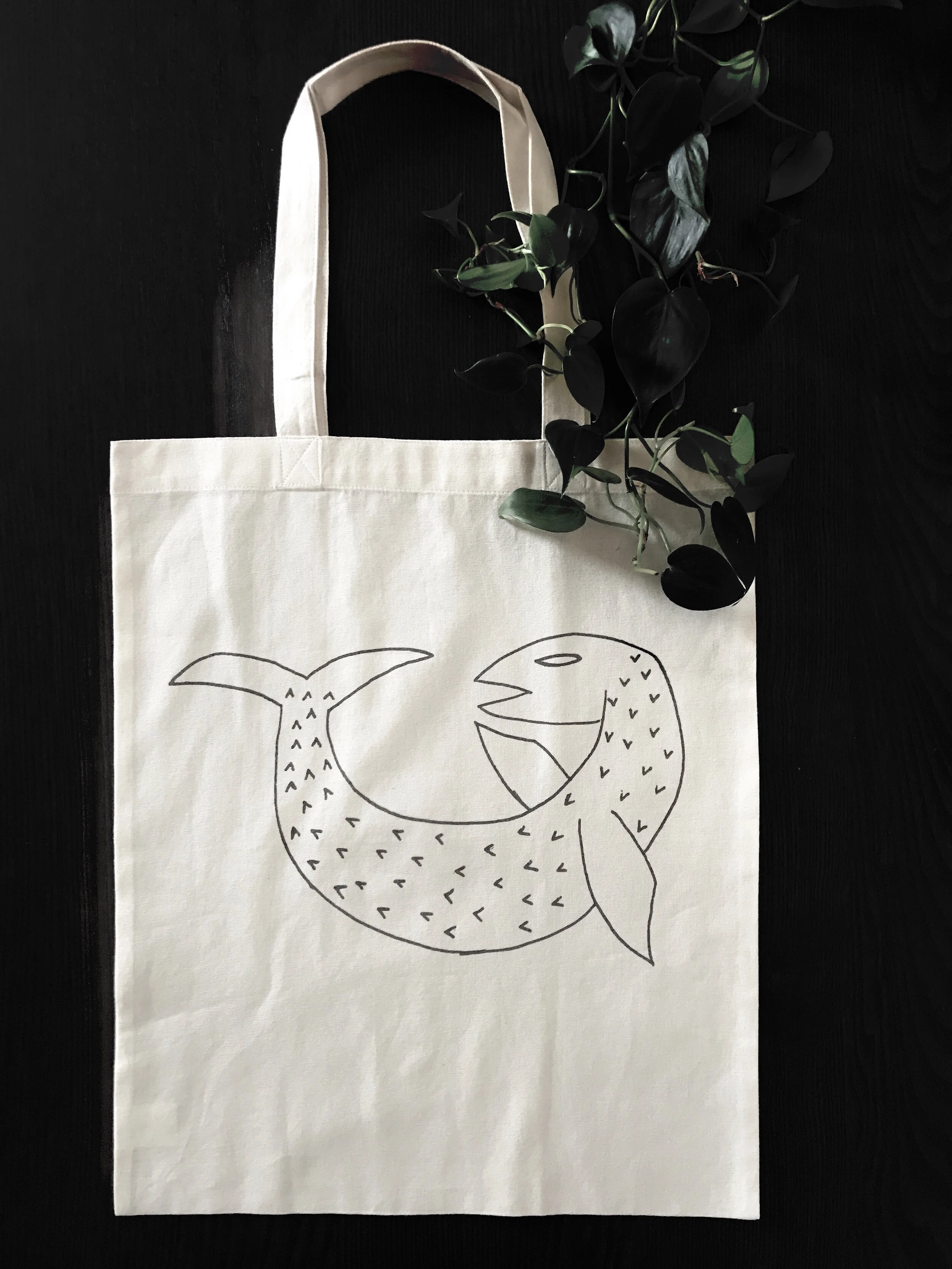 “Pez gallego” 100% cotton market bag – $15 (plus shipping) H 17.5” / W 14.5” Please message me below for purchase inquiries.