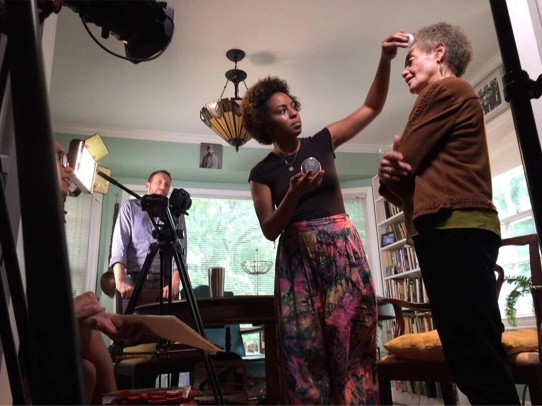  Alahna on set with Black Panther Party Leader Kathleen Cleaver for the Nobel Museum Exhibit,  A Right to Freedom . 