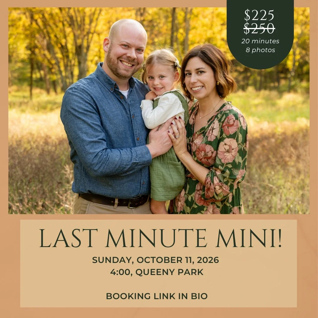 I have a last minute mini session available THIS Sunday, 10/11/26! This spot is available for $25 off but when it's gone, it's gone! Booking link in bio. Click above if you want to join me Sunday at Queeny Park!