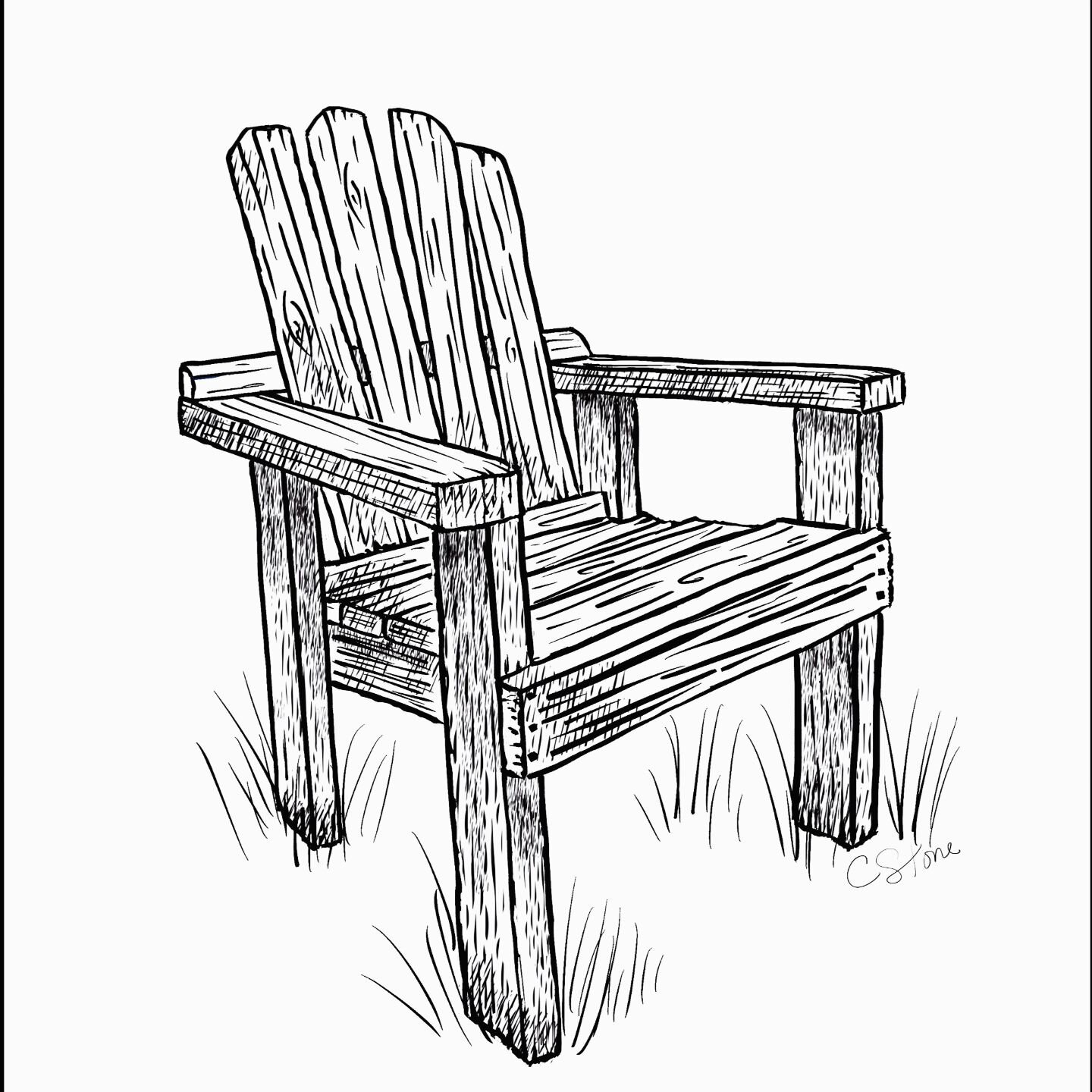 Just a little sketch of my mama's garden chair.