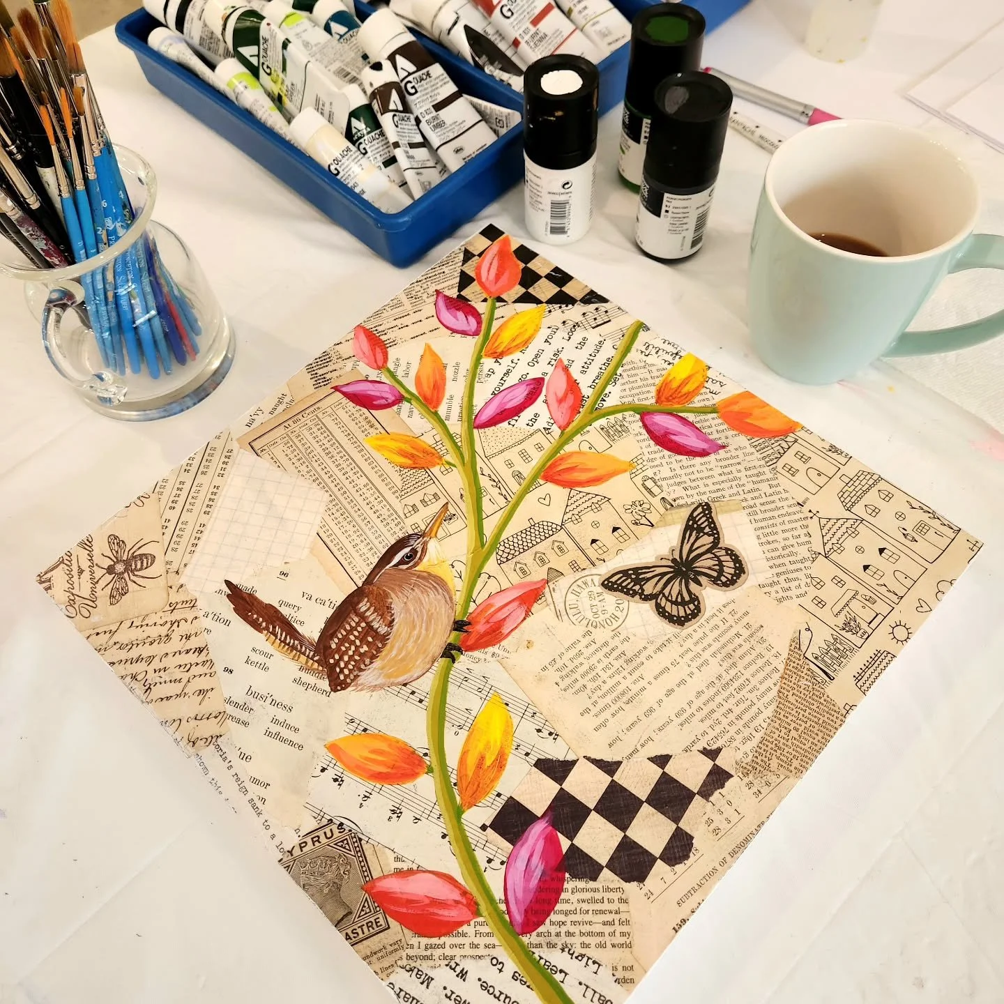 Last night's little distraction. 

As the days get shorter and the colors start to fade, I'm pulling out paint and resisting with all my might!