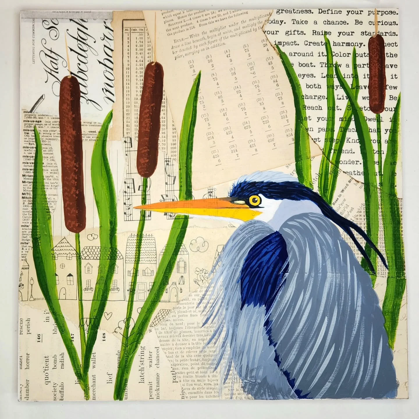 One more to add to my collection. 

These little pieces are so fun to make. They're fairly quick, involve a nice variety of materials, and offer the opportunity to practice several different mixed media techniques all in one cute piece of art. 

Mine