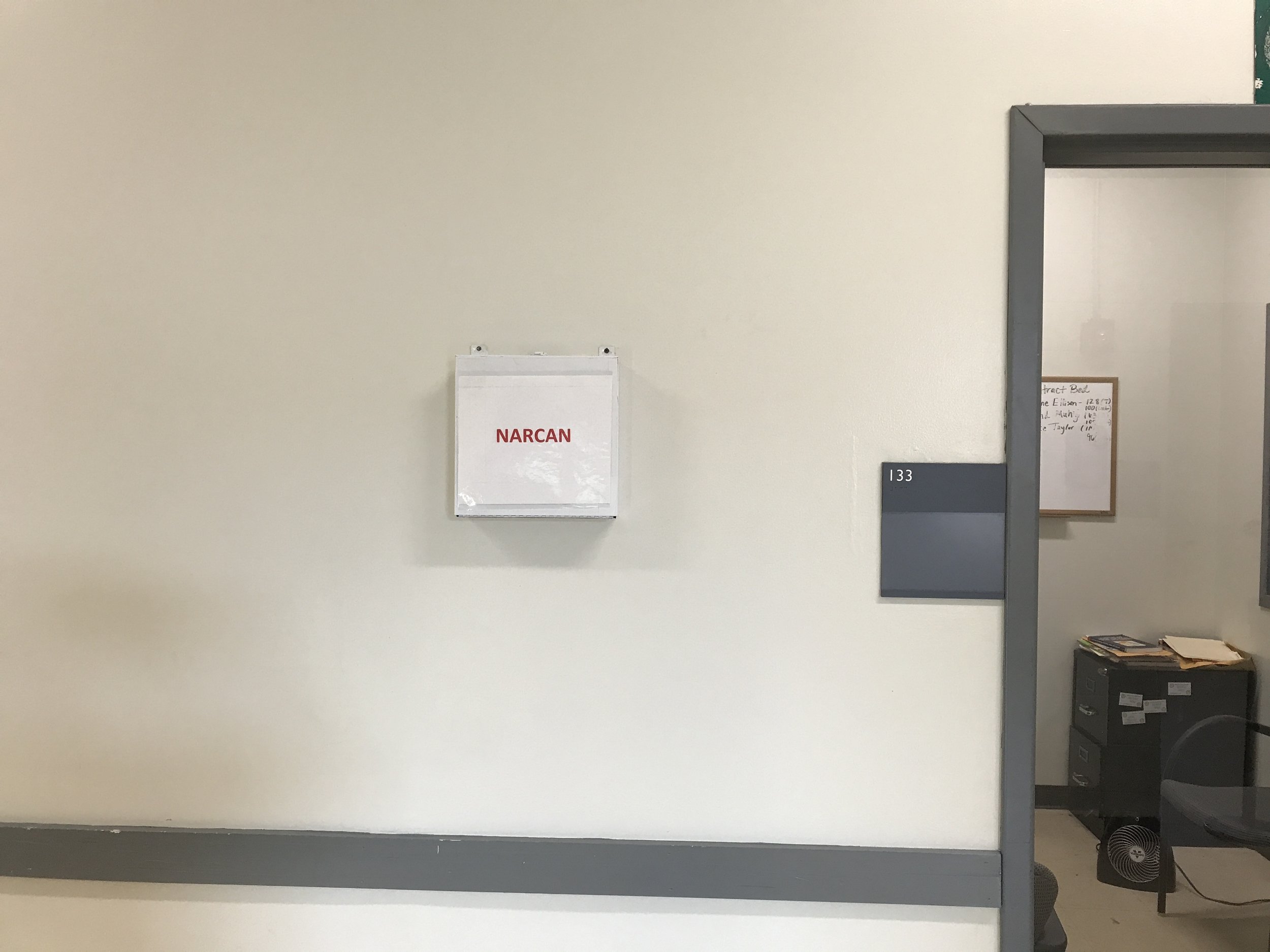 Homeless shelter office corridor