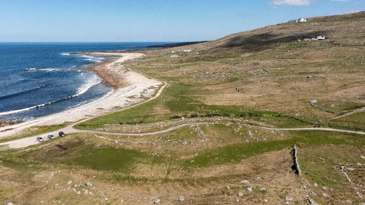 Coastal landscape beside a Mass Rock in the Province of Armagh