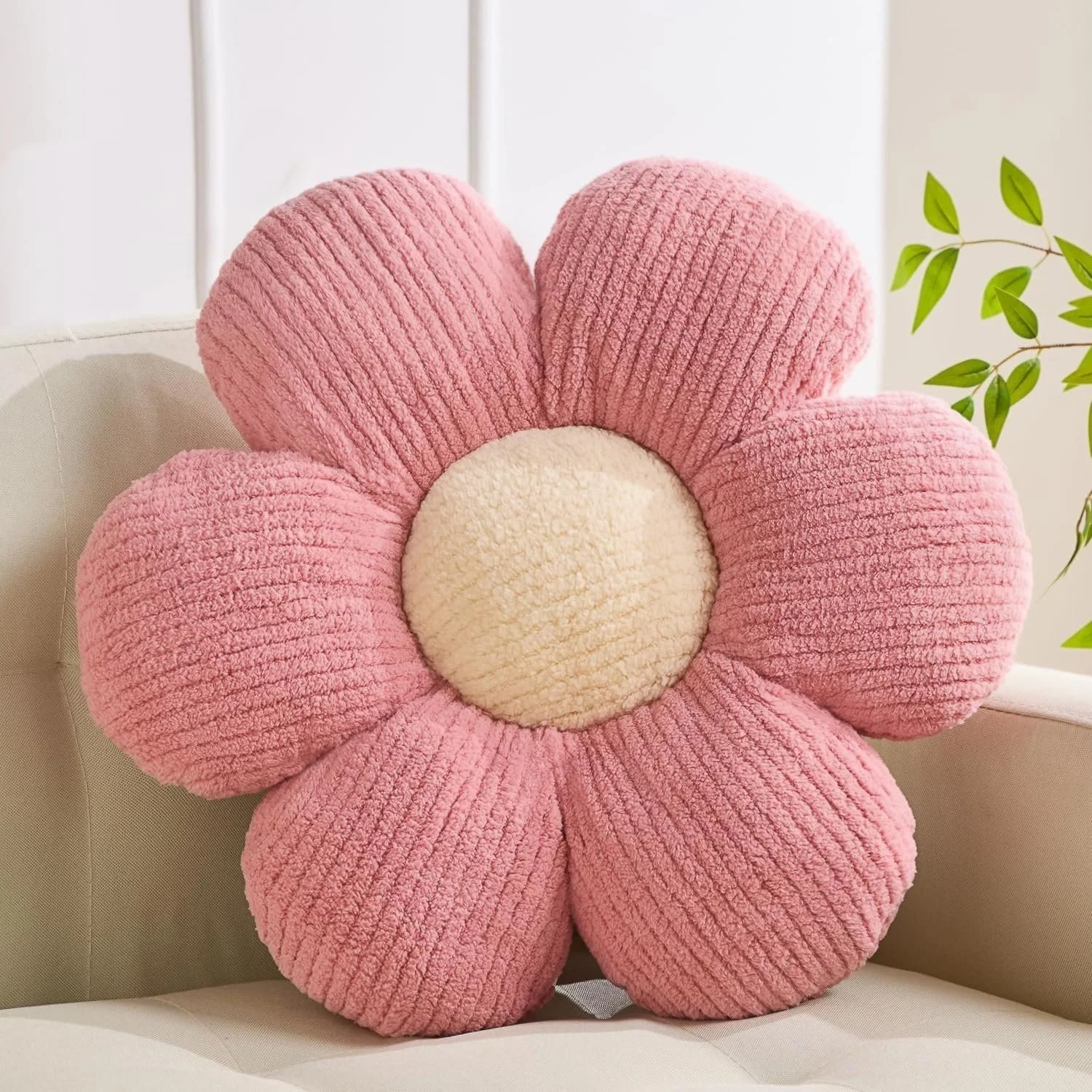 Pink Daisy Flower Pillow