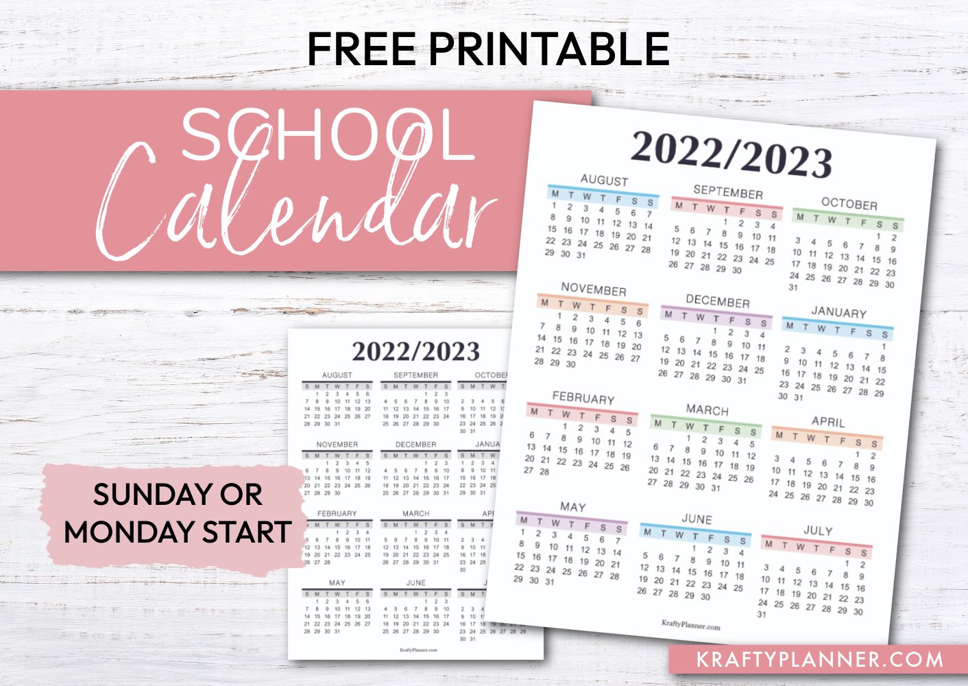 Free Printable Year at a Glance School Calendar {22/23}